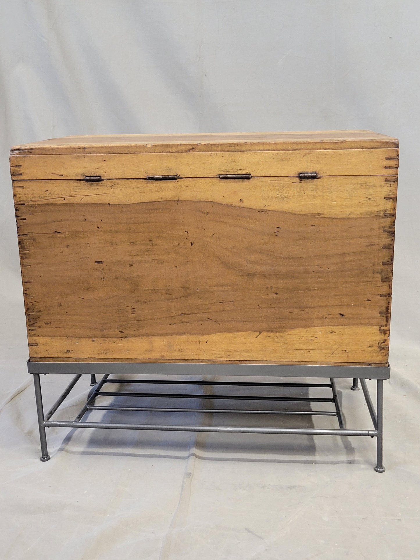 Vintage Chinese Indonesian Fitted Trunk on a Modern Steel Stand (Side Table) RL