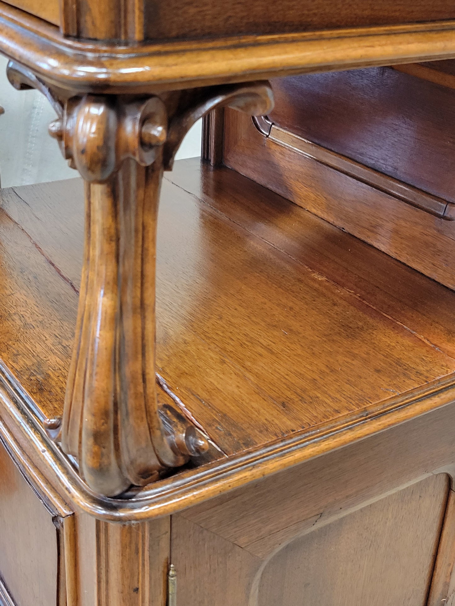 Antique Austrian Walnut and Black Marble Top Nightstands - a Pair