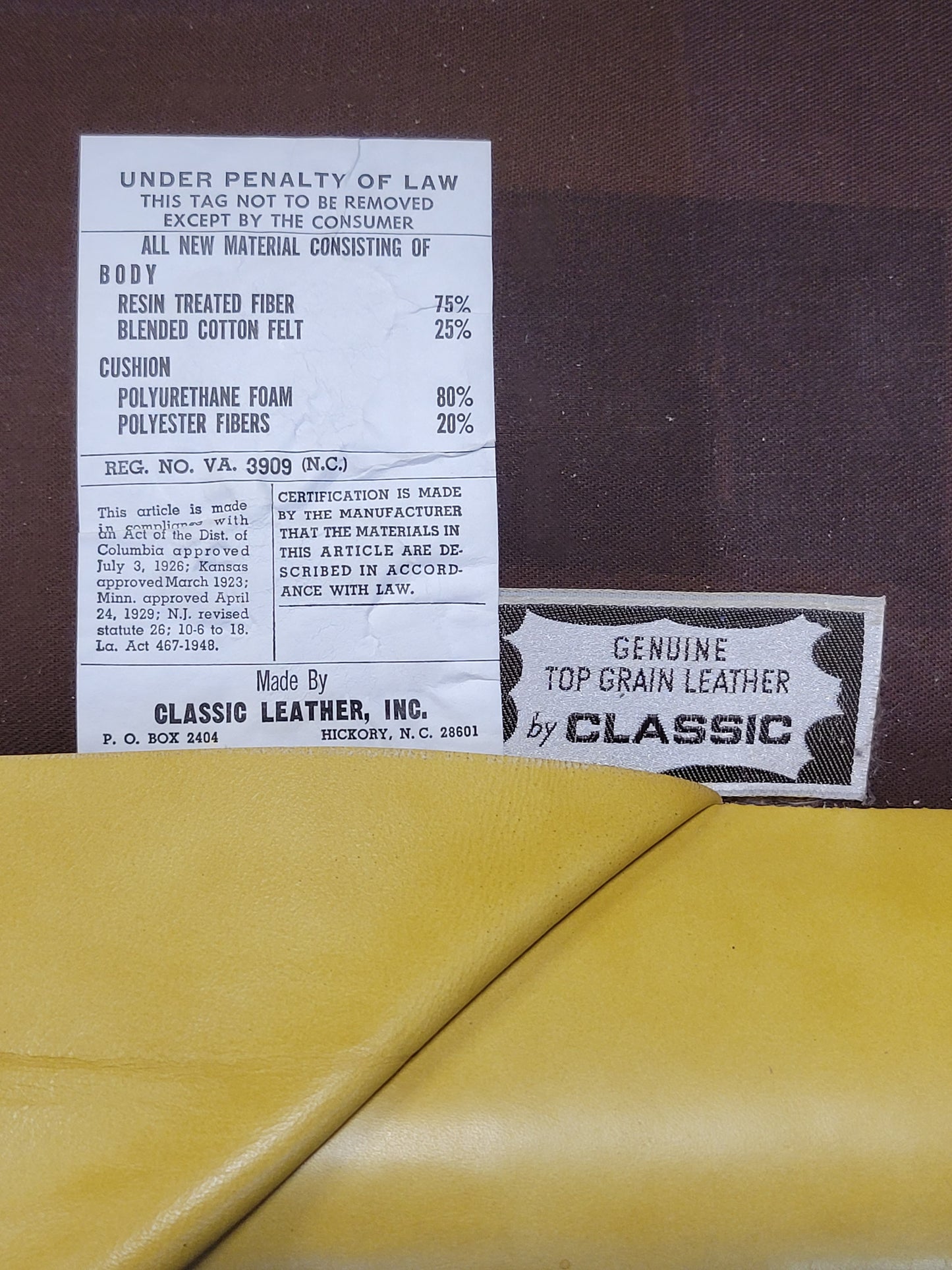Vintage Classic Brand Top Grain Yellow Leather Chesterfield Chairs - a Pair