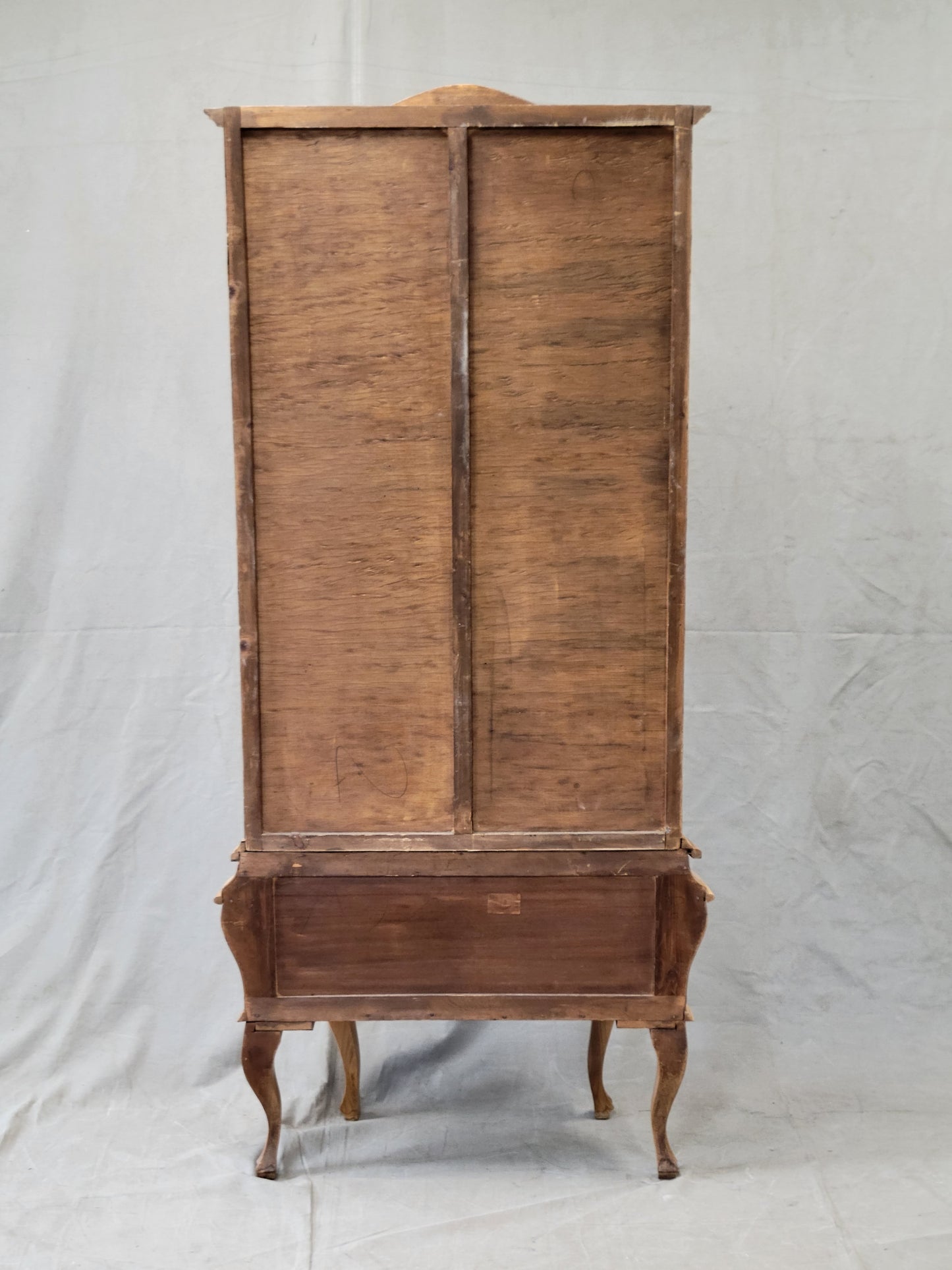 Vintage French Provincial Style Aqua Verdigris China Cabinet