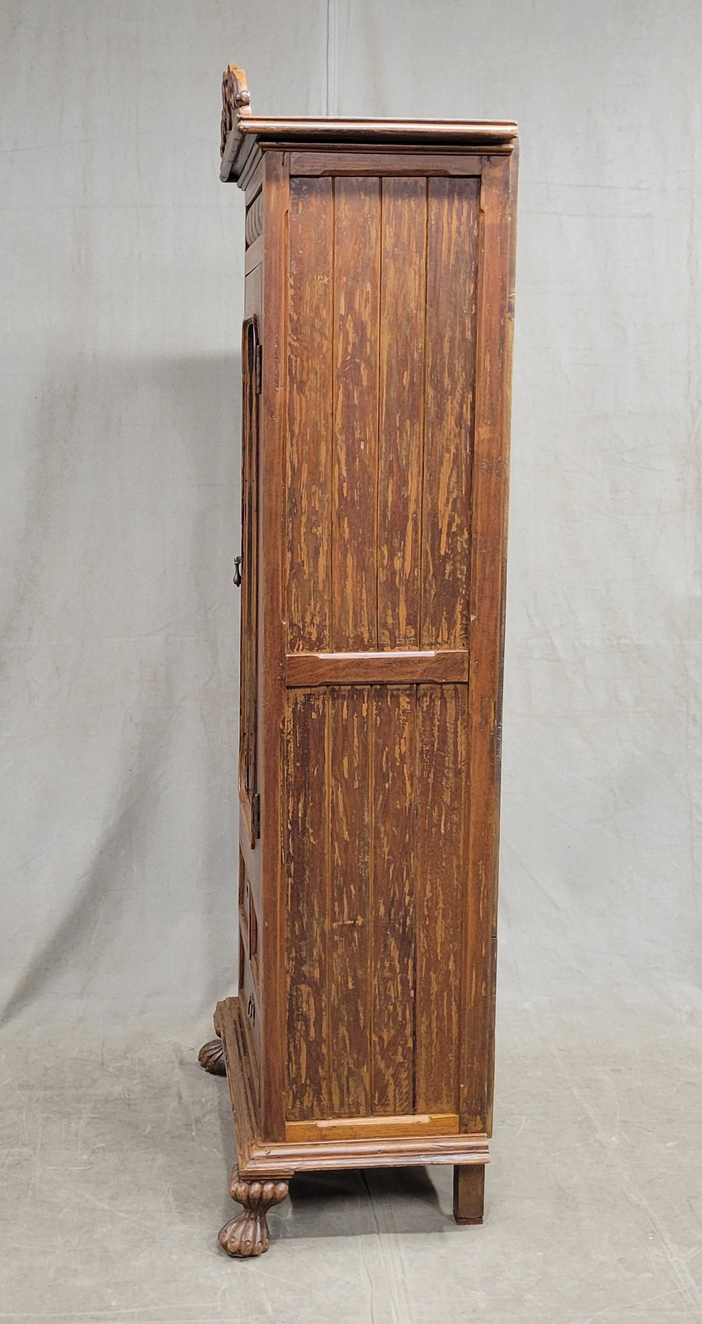 Antique Anglo Indian Teak Petite Armoire Cupboard With Mirror