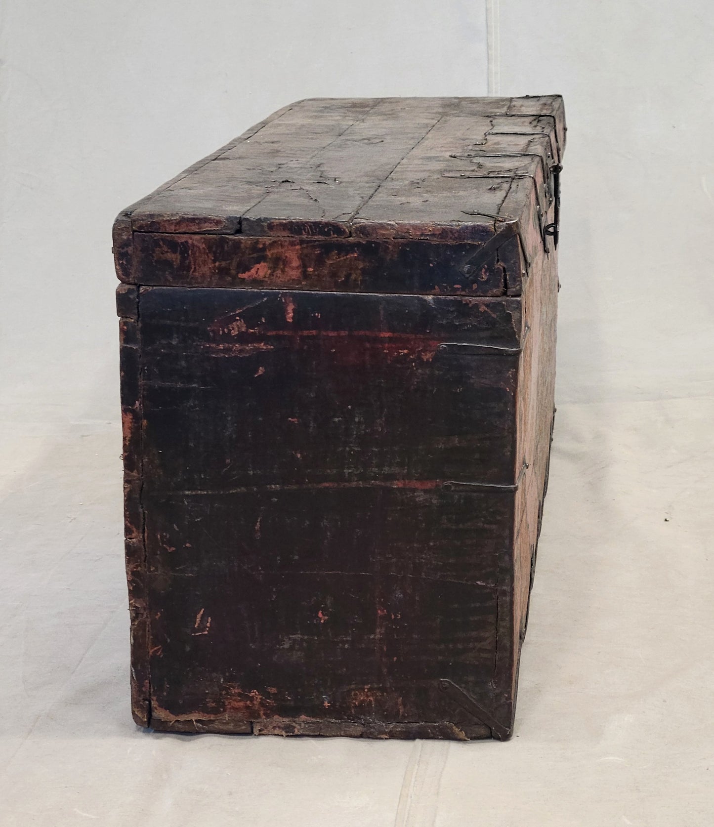 Antique Early 1900s Tibetan Trunk With Original Paint in Dragon Motif