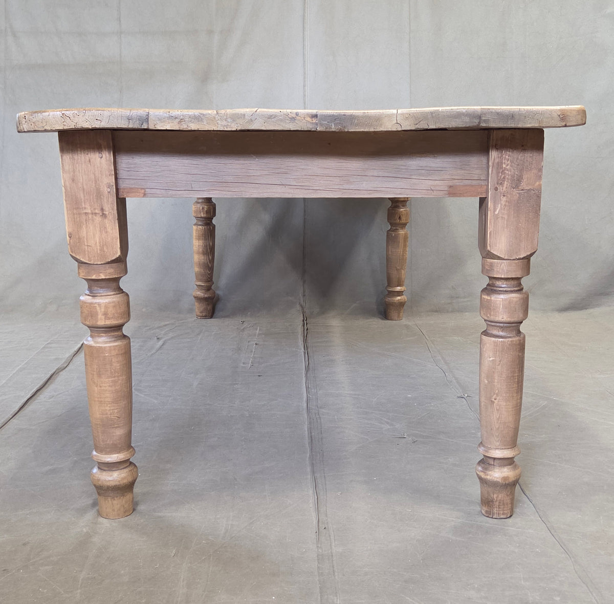 Antique 1920s English Weathered Pine Farmhouse 7' Long Kitchen or Dining Table