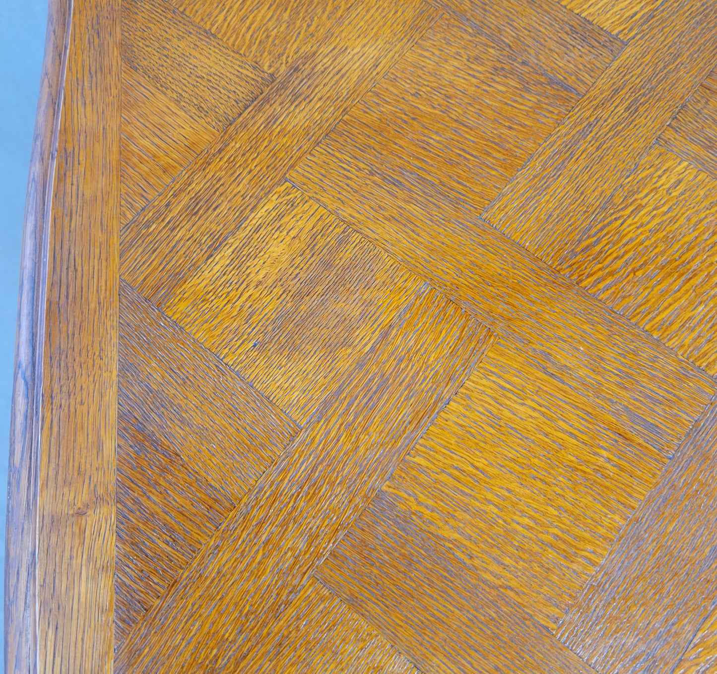 Vintage French Oak Parquet Top Draw Leaf Table