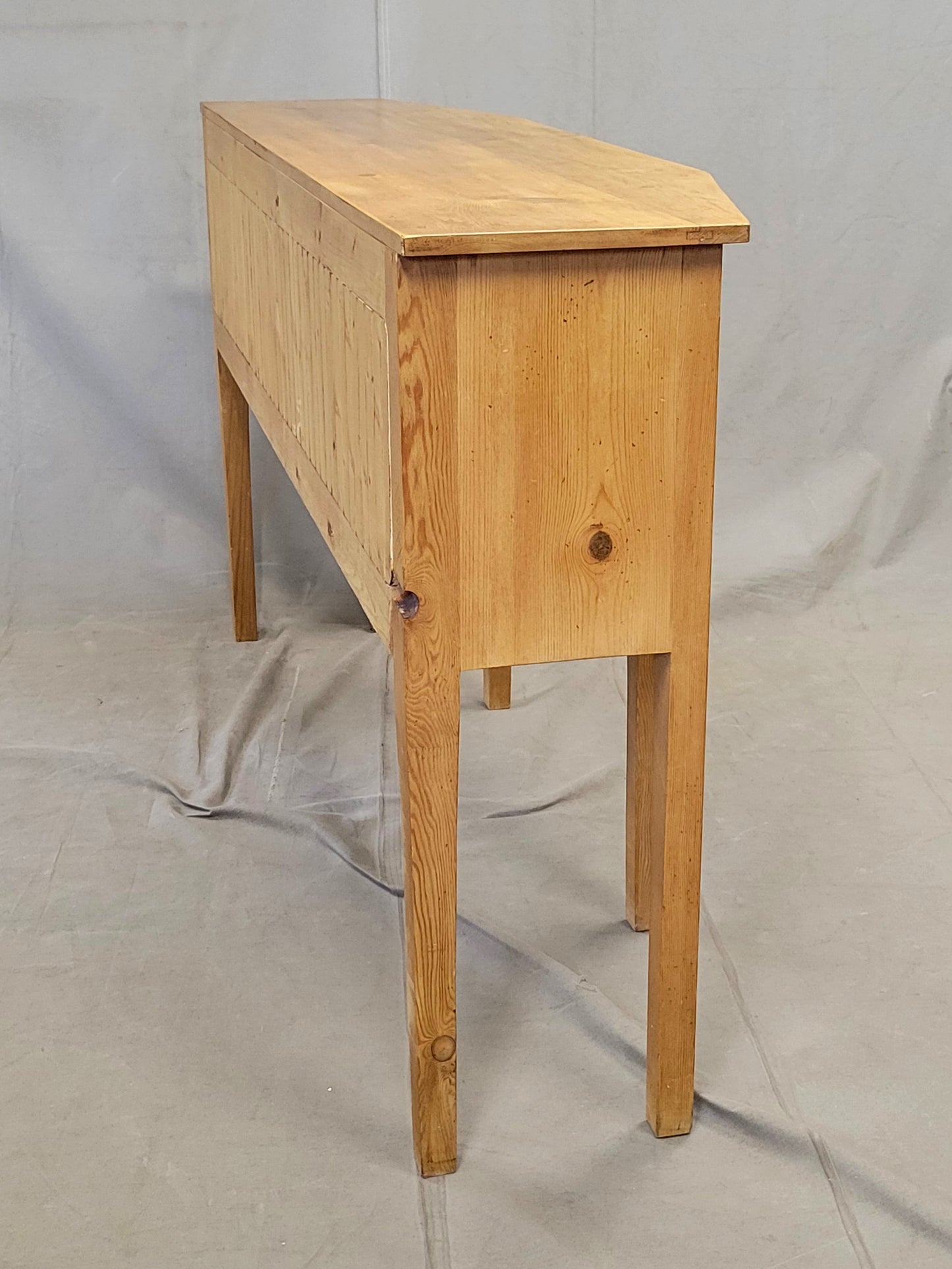 Vintage Shaker Style Pine Console Sideboard Buffet With Brass Pulls