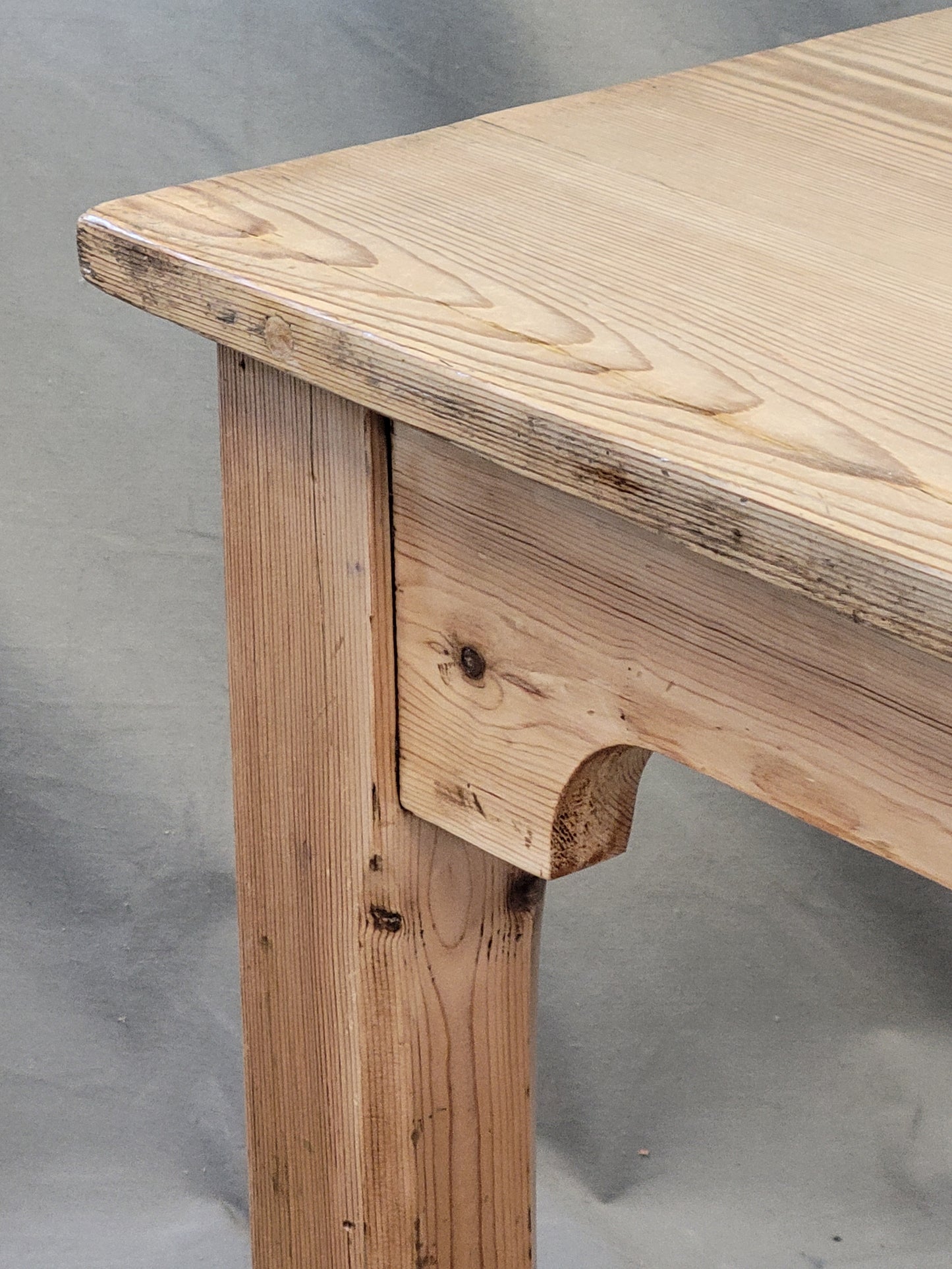 Vintage European Scrubbed Pine Rustic Farmhouse Table