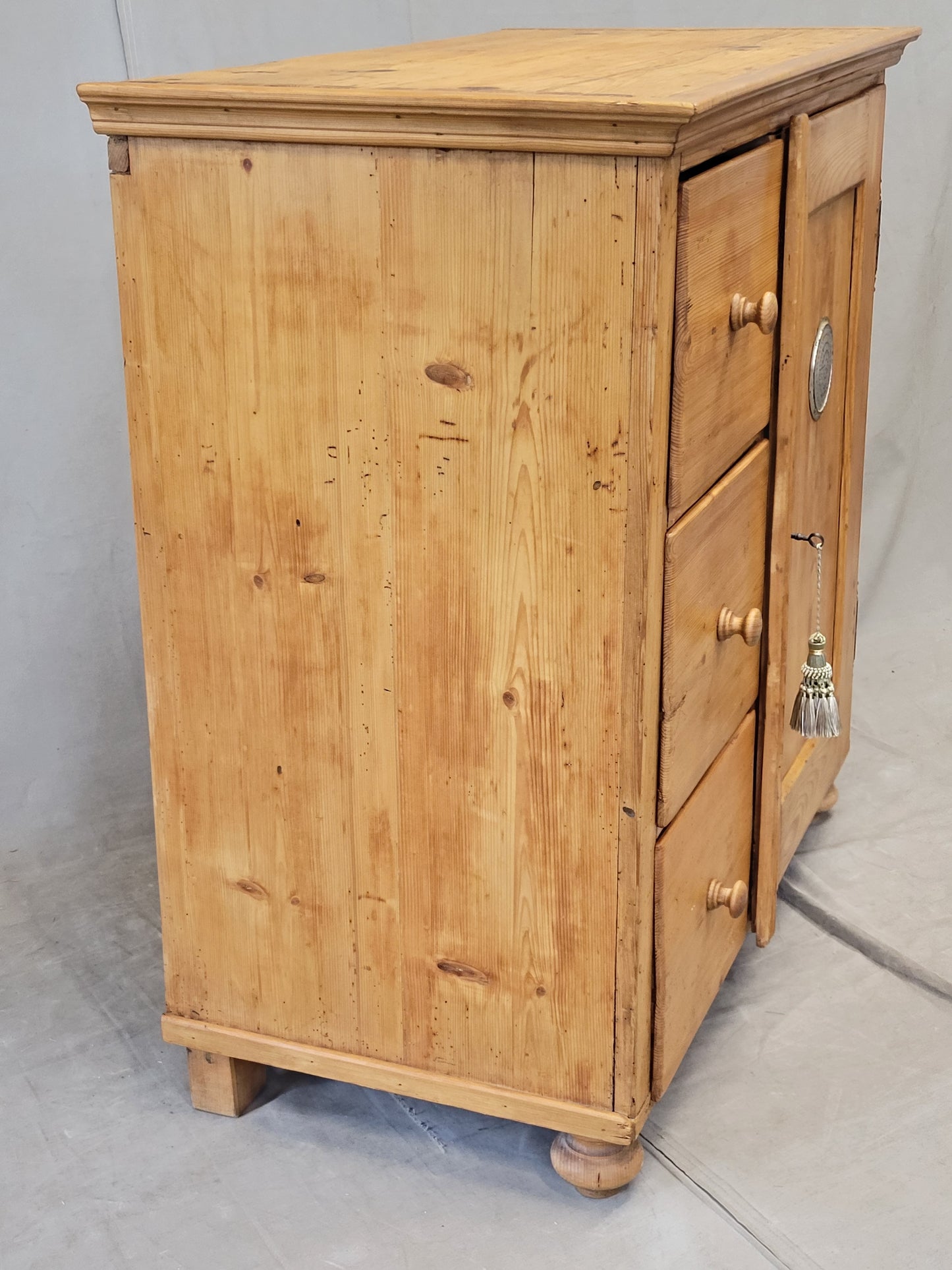 Antique German Pine Locking Pie or Larder Cabinet