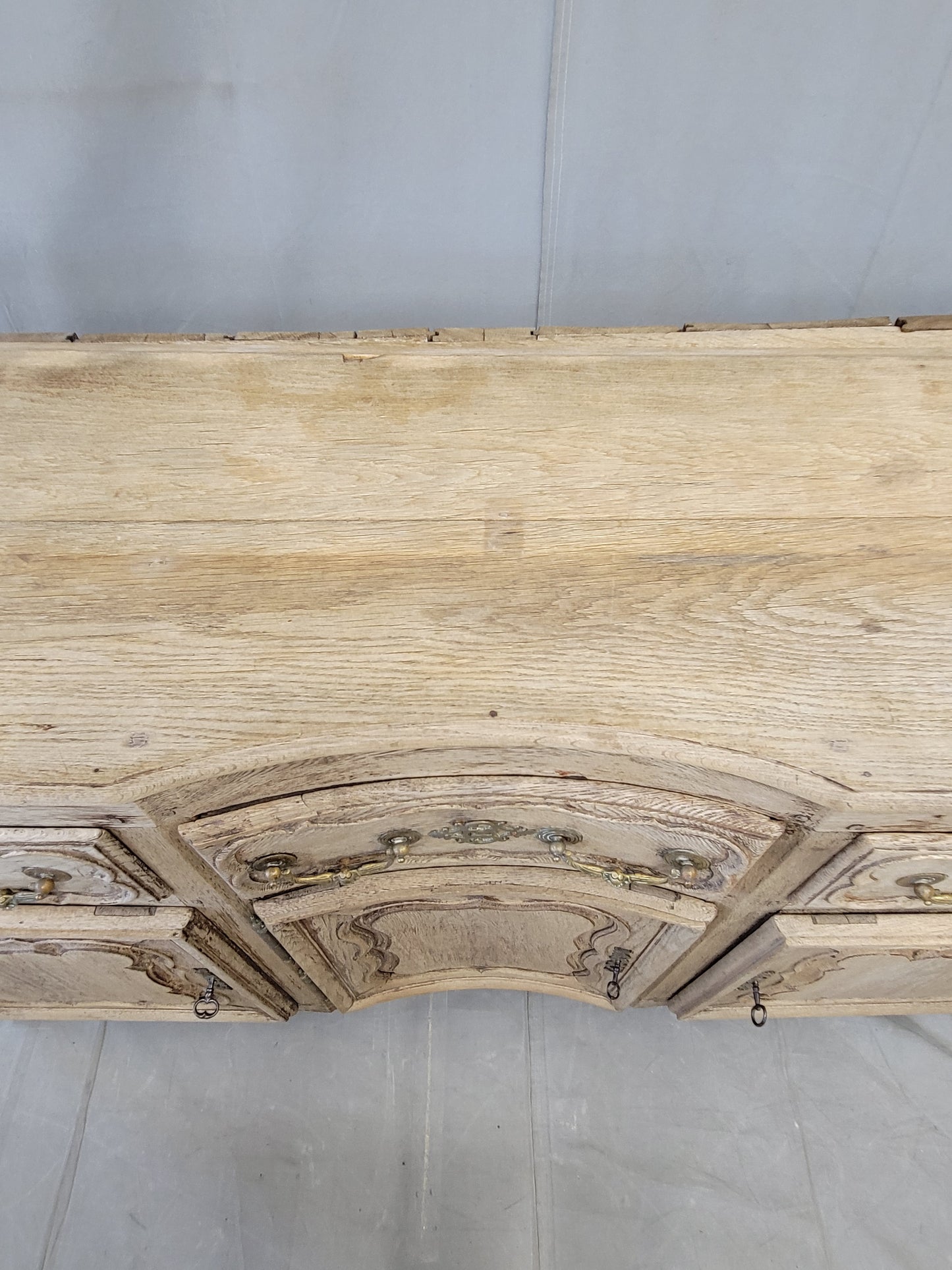 Antique 18th C. French Bleached Oak Serpentine Front Sideboard