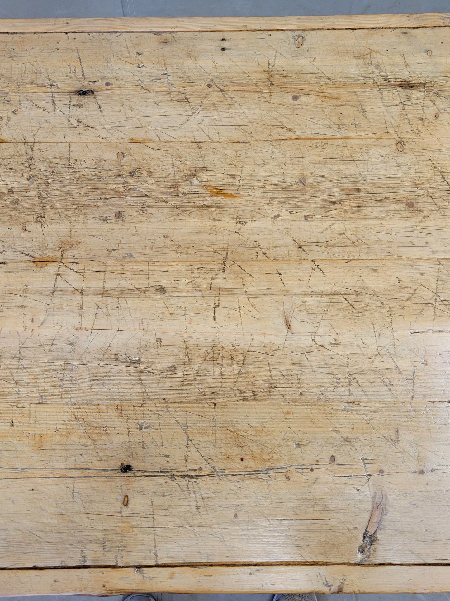 Antique Circa 1900 French Light / Bleached Pine Rustic Worktable Dining Table