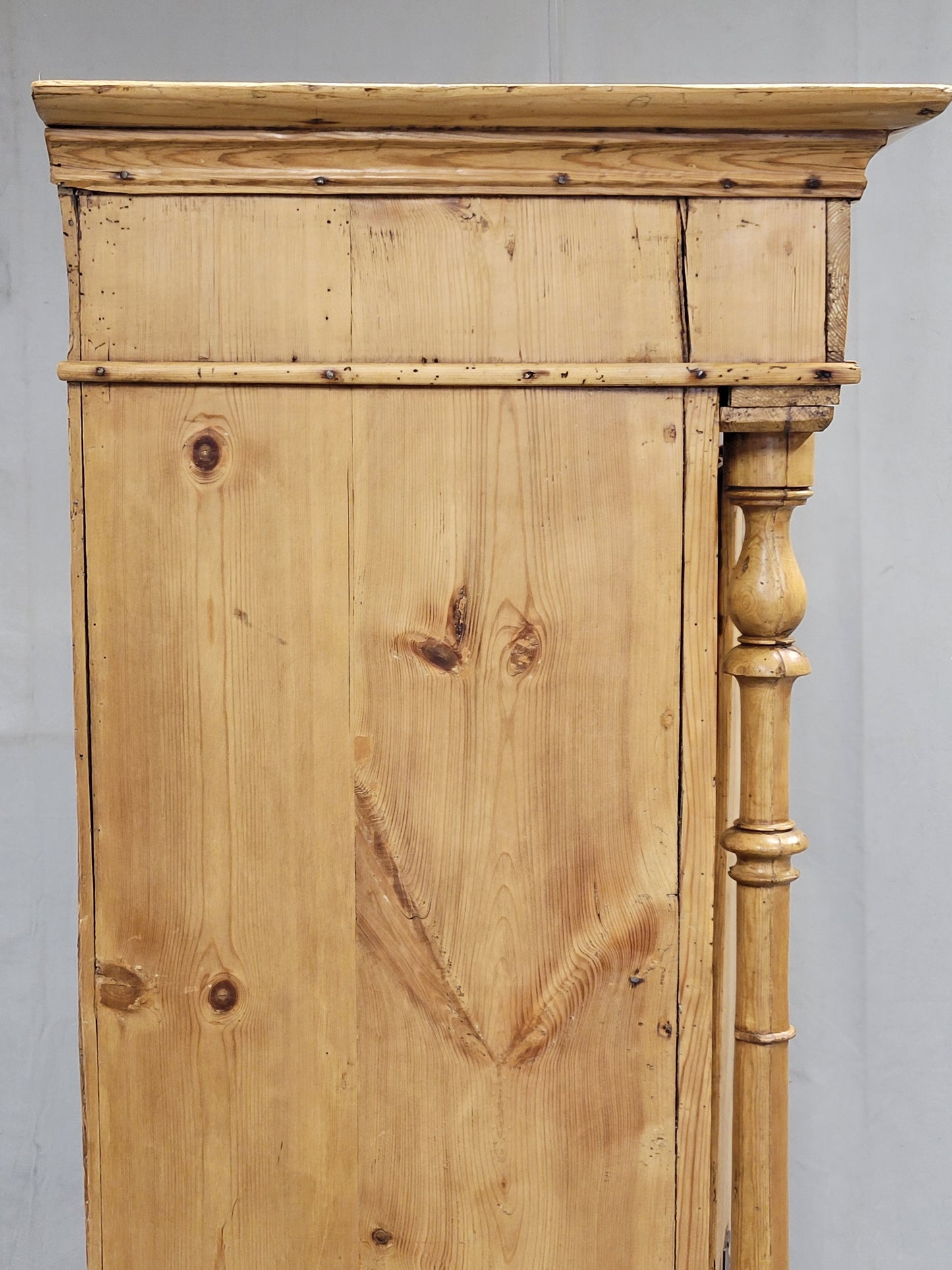 Antique 19th Century Danish Scandinavian Pine Bow Front Armoire Wardrobe