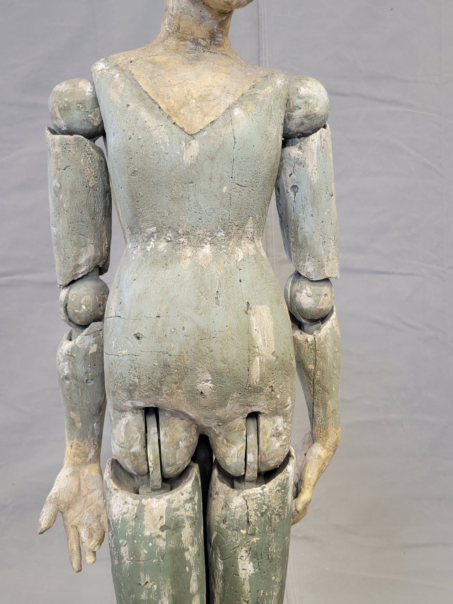 Vintage Spanish Colonial Style Articulated Large Virgin Mary Santos Sculpture on a Stand
