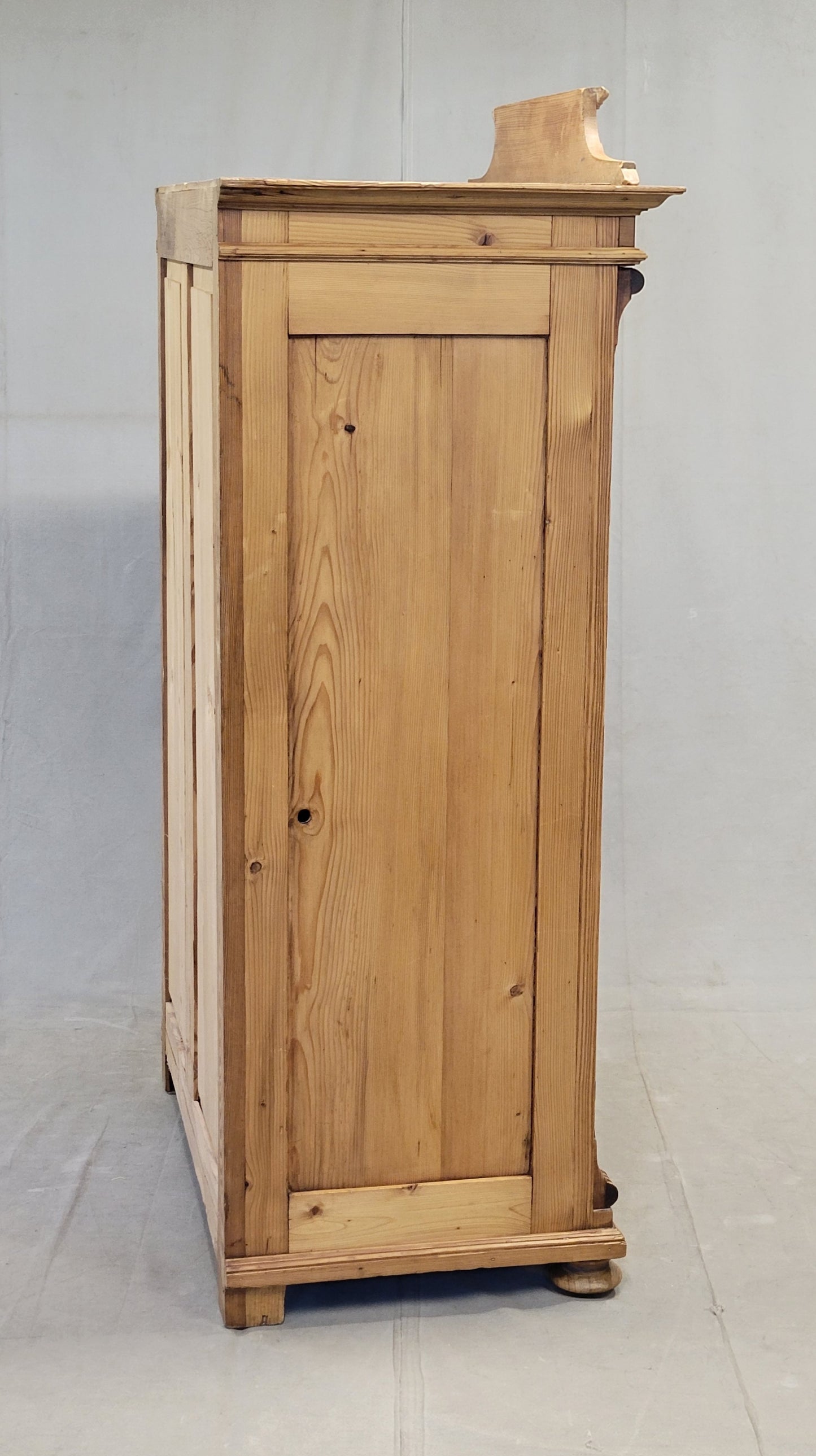 Antique Danish Biedermeier Pine Secretary Desk With Blue Leather