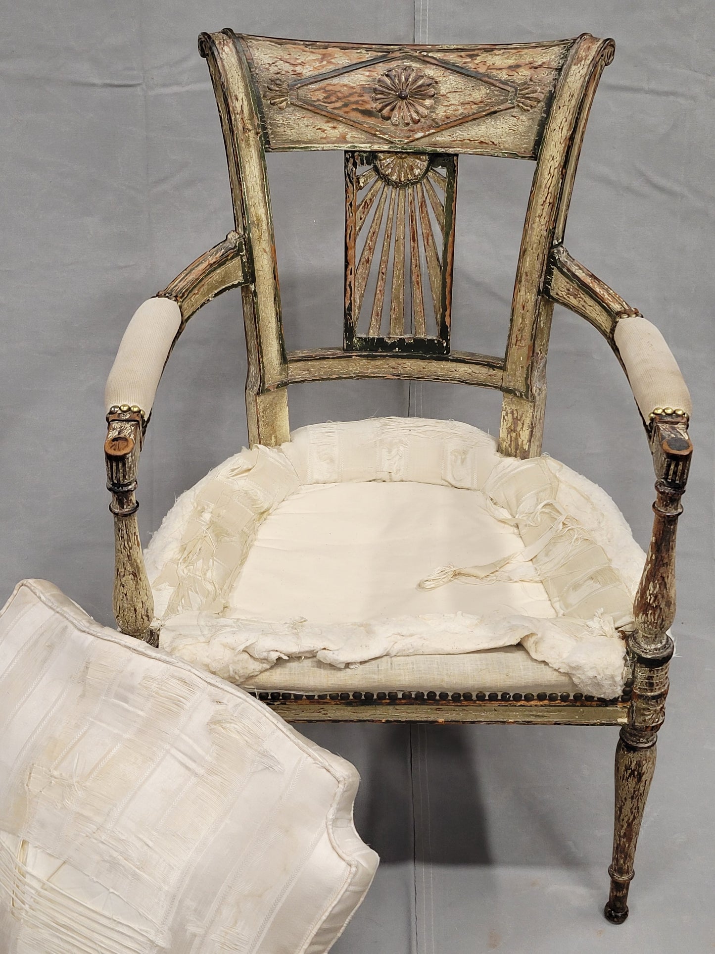 Antique Maison Jansen Style French Louis XVI Painted Fauteuil Chairs - a Pair