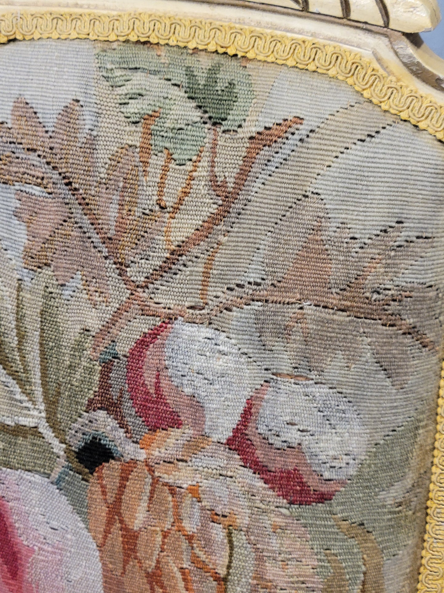 Vintage French Neoclassical Style Chairs With Antique Tapestry Upholstery - a Pair