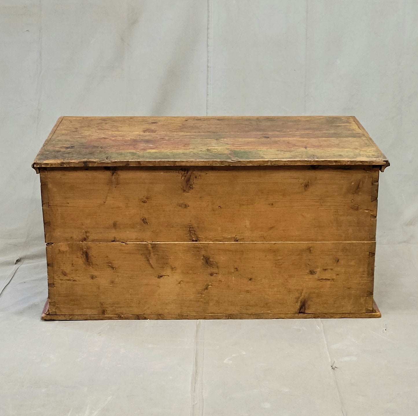 Antique Eastern European Pine Blanket Chest With Original Paint