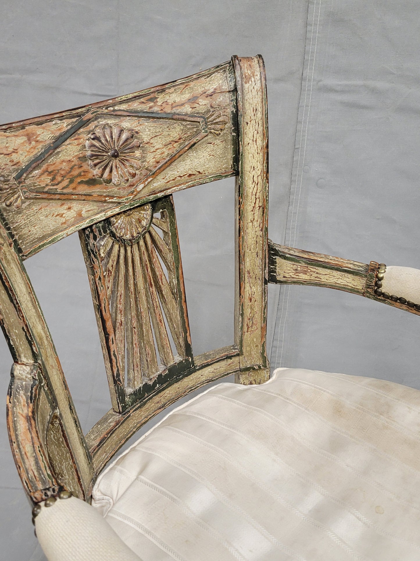 Antique Maison Jansen Style French Louis XVI Painted Fauteuil Chairs - a Pair