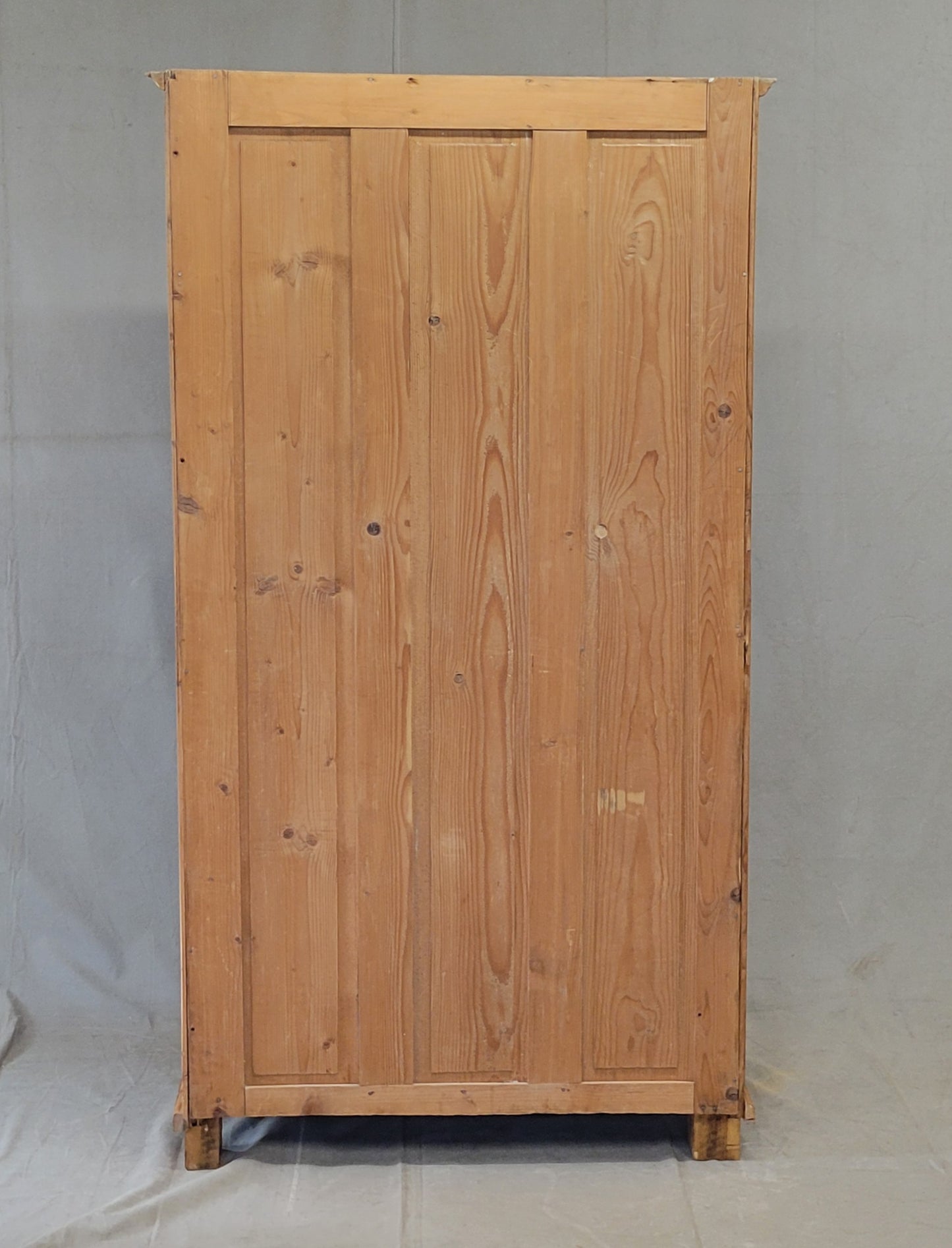 Antique German Pine Display Cabinet With Painted Blue Interior