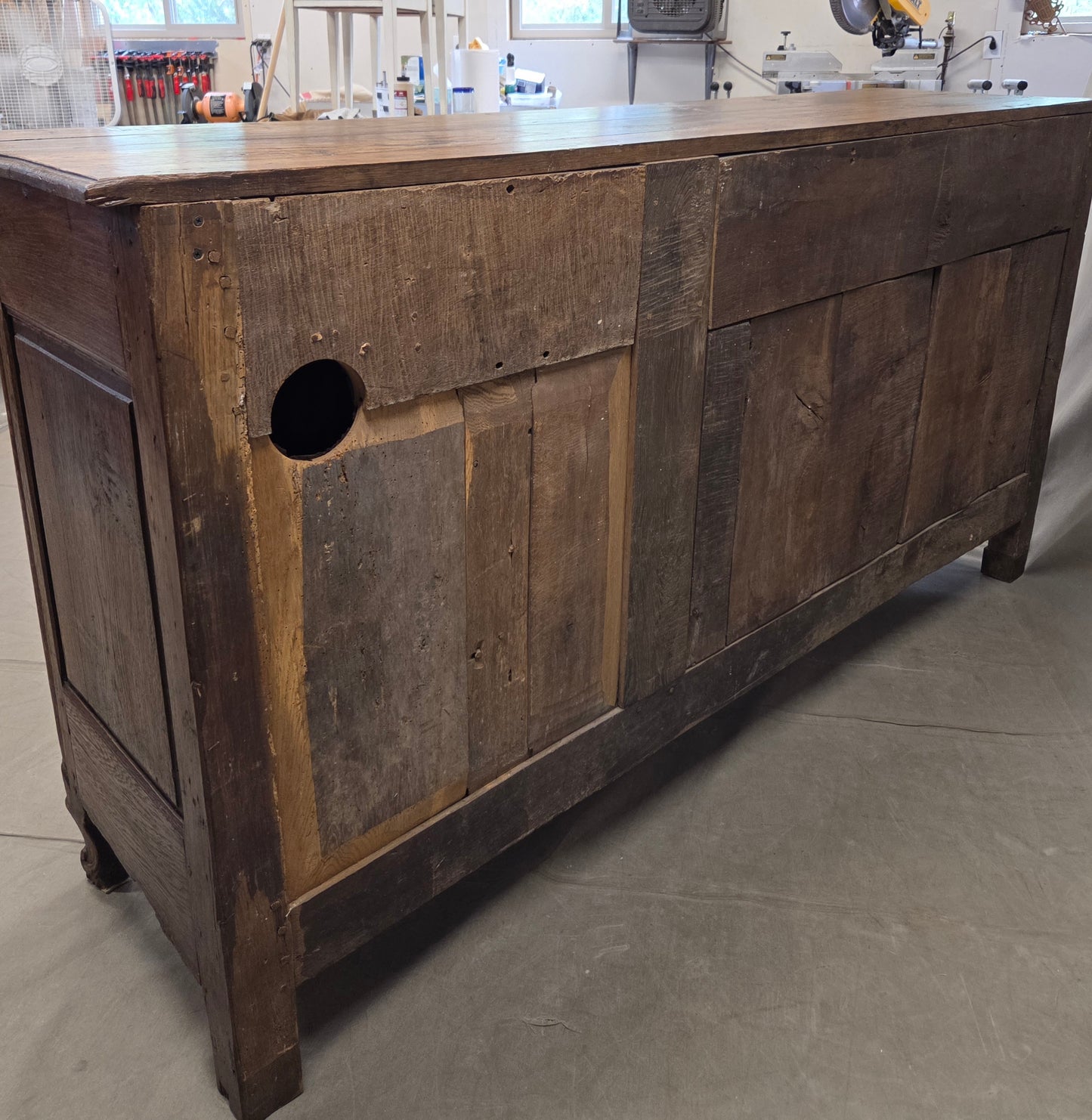 Antique 19th Century French Provincial Oak Buffet with Lined Interior