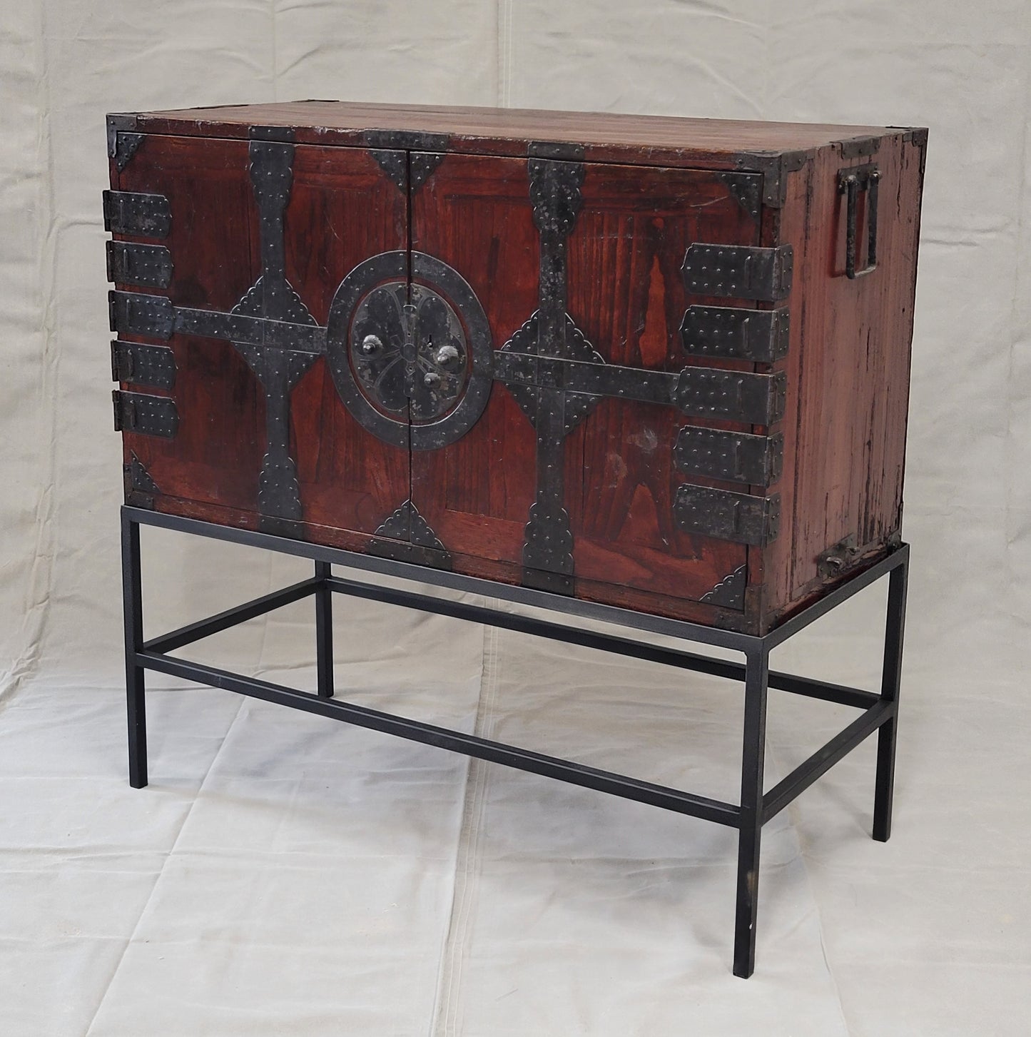 Antique Japanese Tansu Chest With Drawers on Contemporary Metal Stand