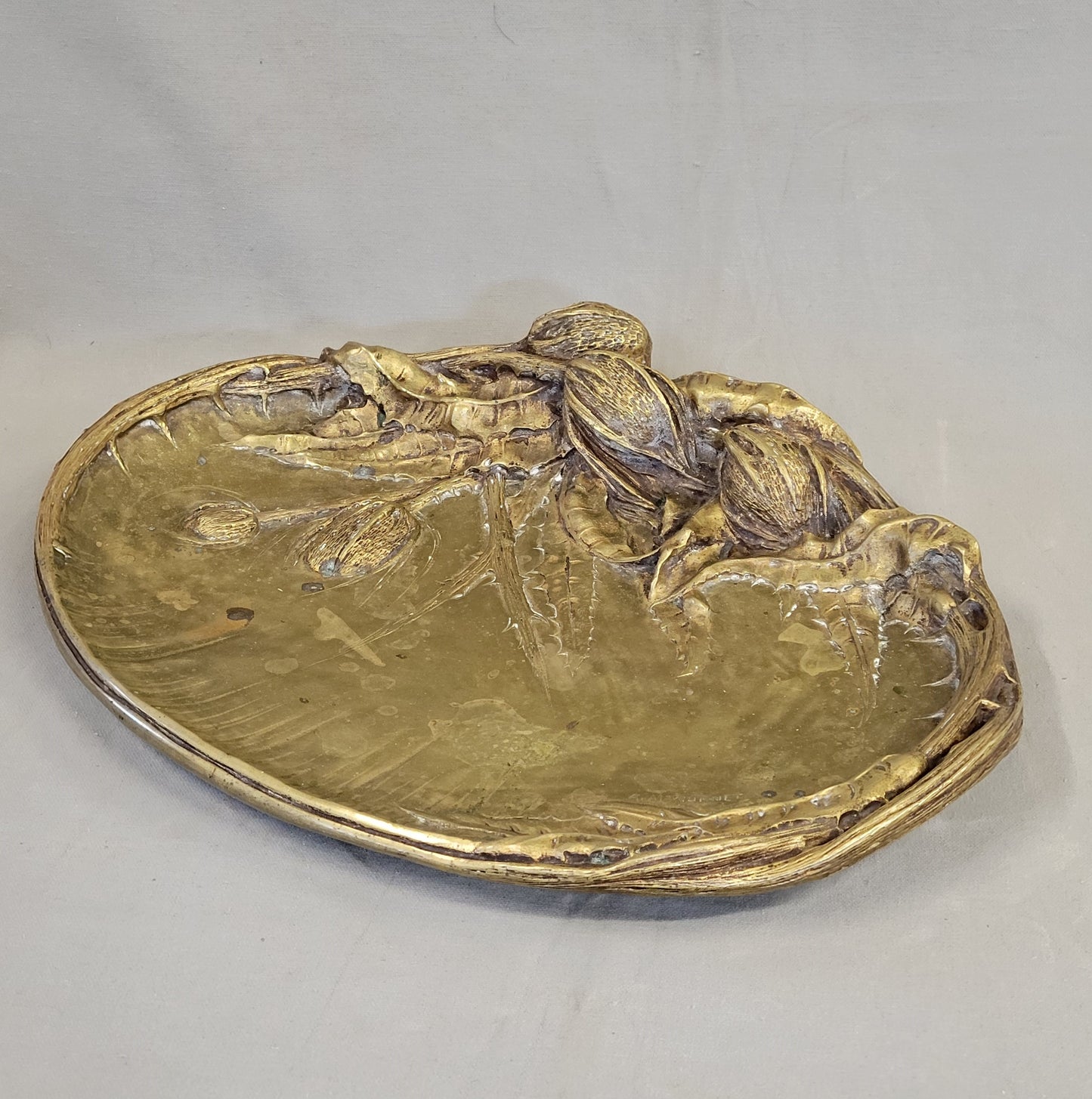 Antique Art Nouveau Signed Albert Marrionet Bronze "Vide Poche" Valet Tray (RL)