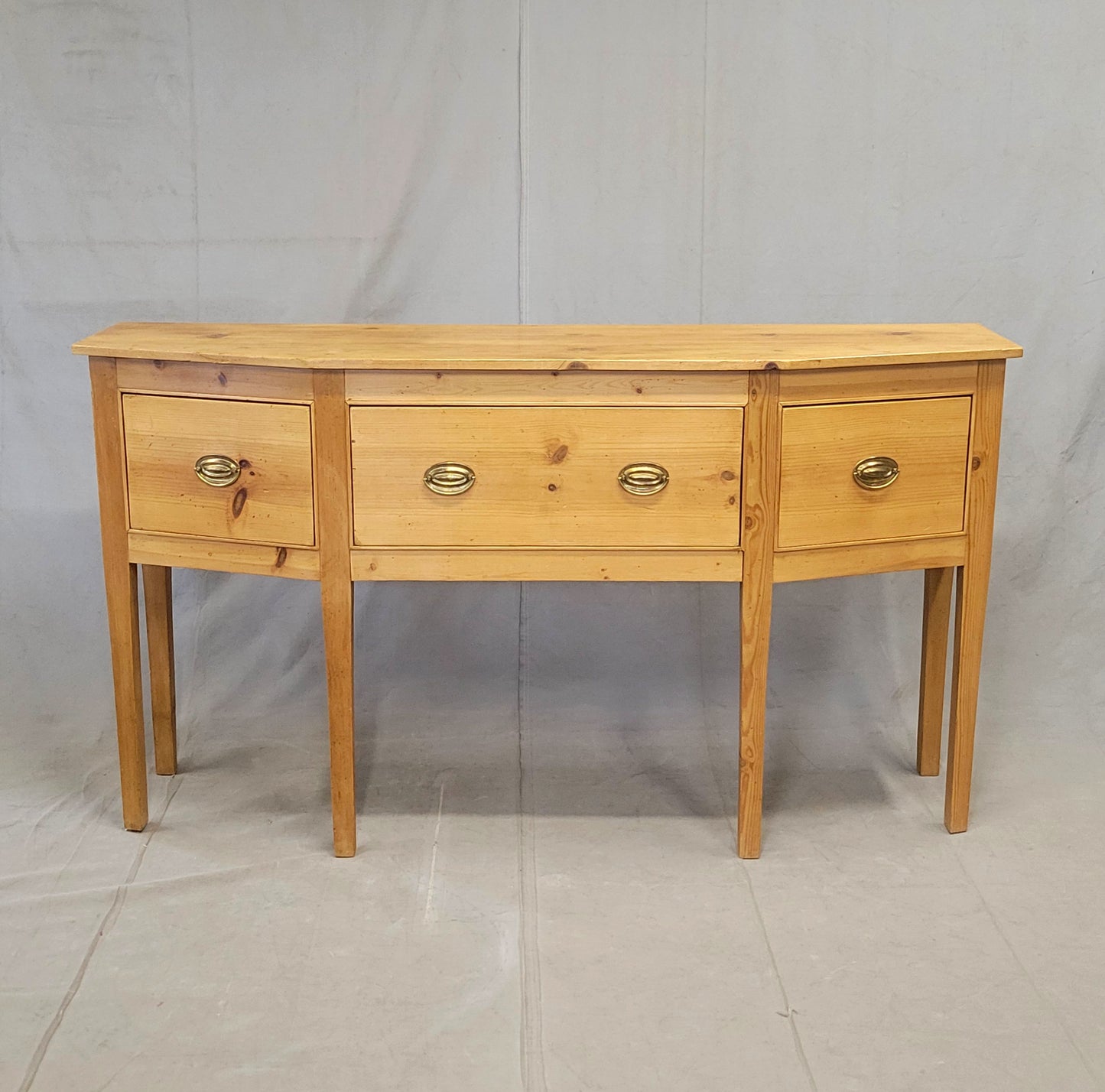 Vintage Shaker Style Pine Console Sideboard Buffet With Brass Pulls