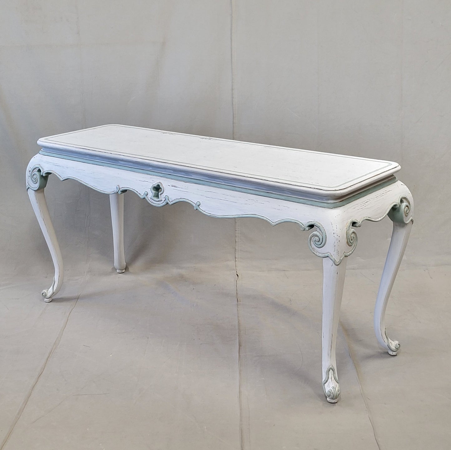 Vintage French Style Painted Cabriole Console Table