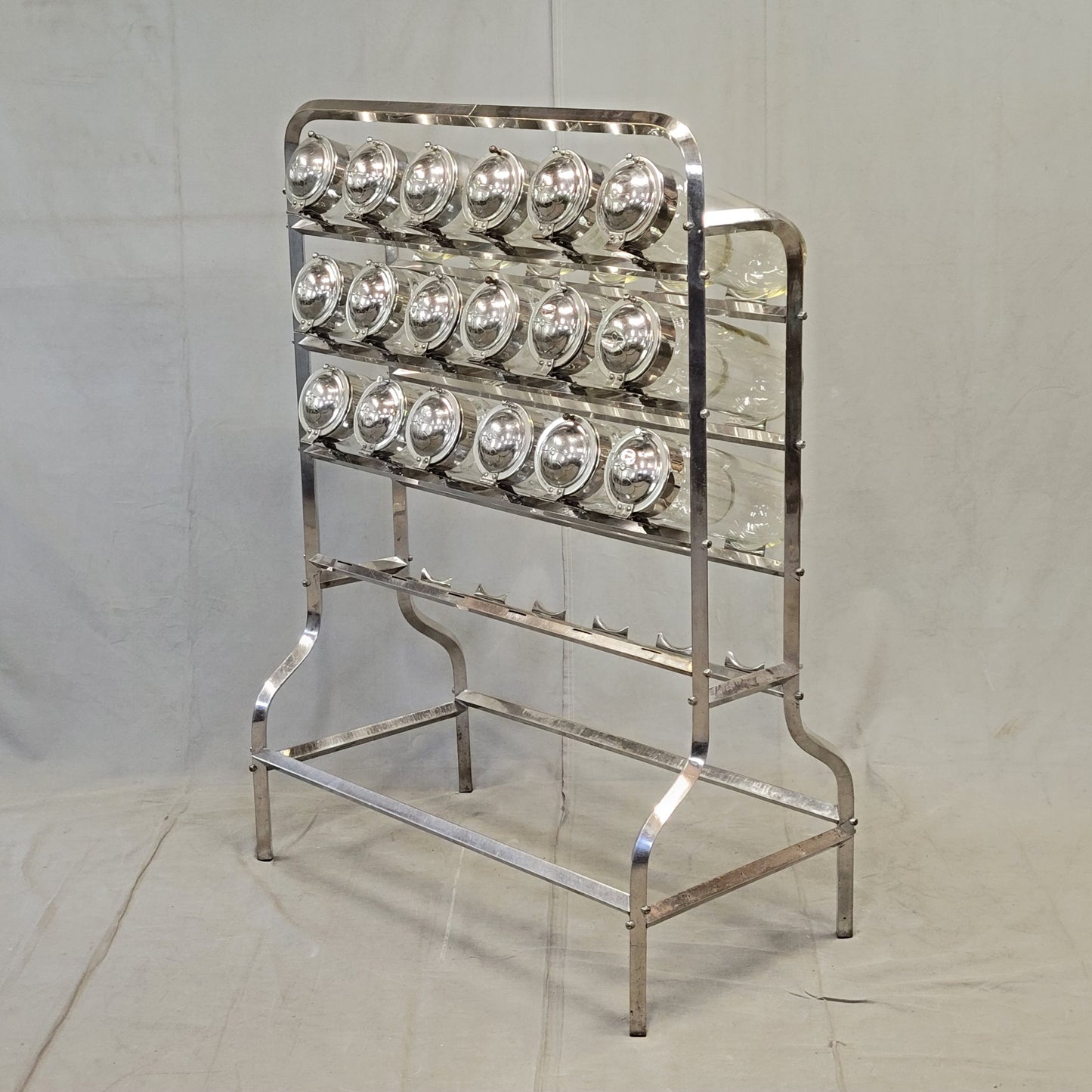 Antique 1920s Argentinian Vendosolo 18 Canister Candy Store Display (Caramelera)