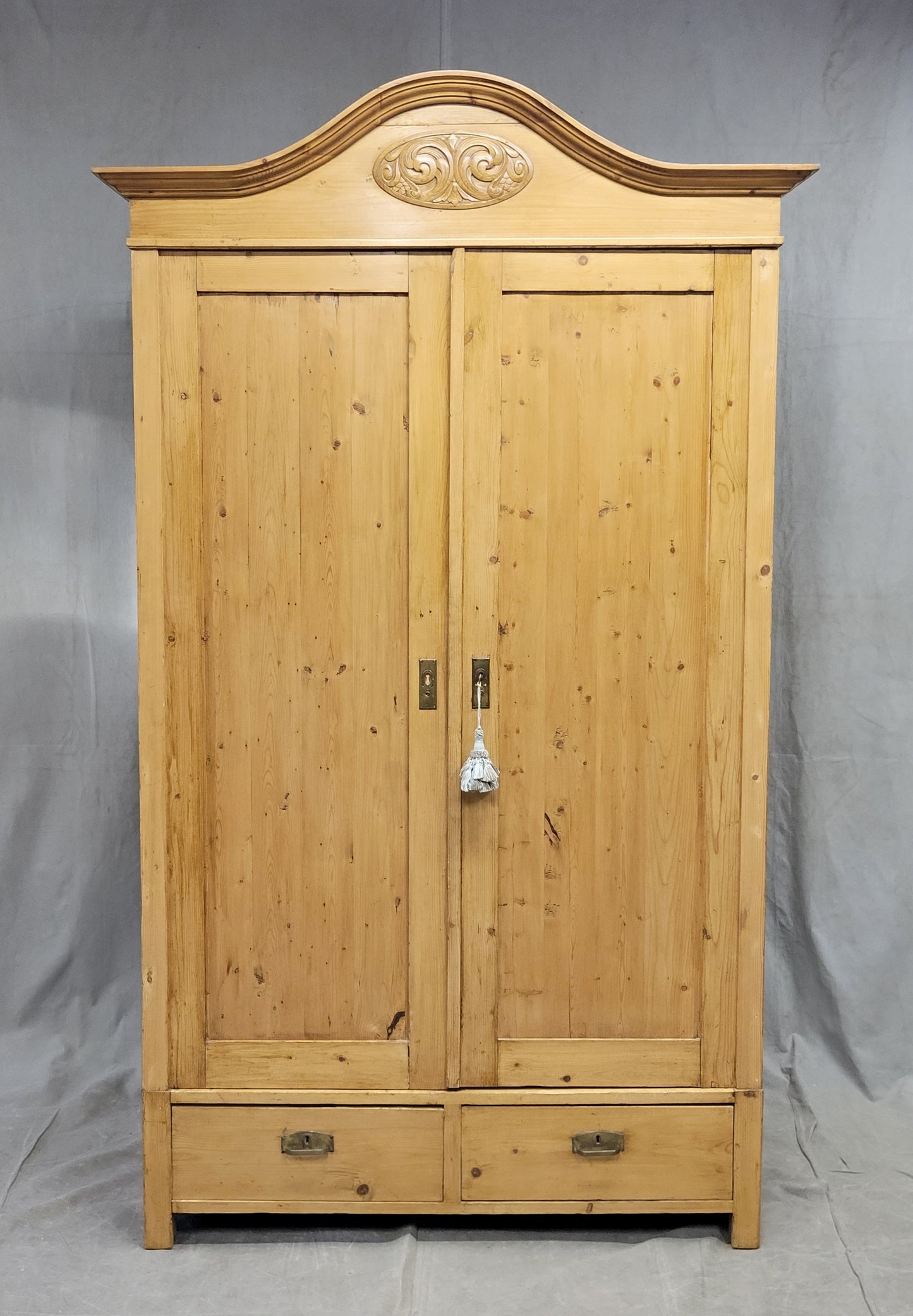 Antique Swedish Pine Armoire With Shelving