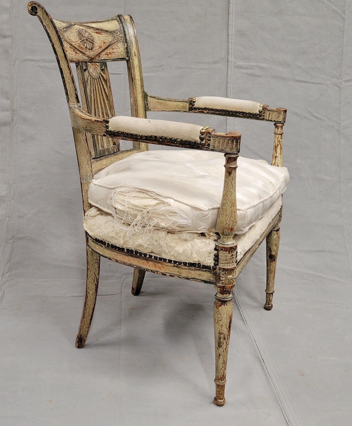 Antique Maison Jansen Style French Louis XVI Painted Fauteuil Chairs - a Pair