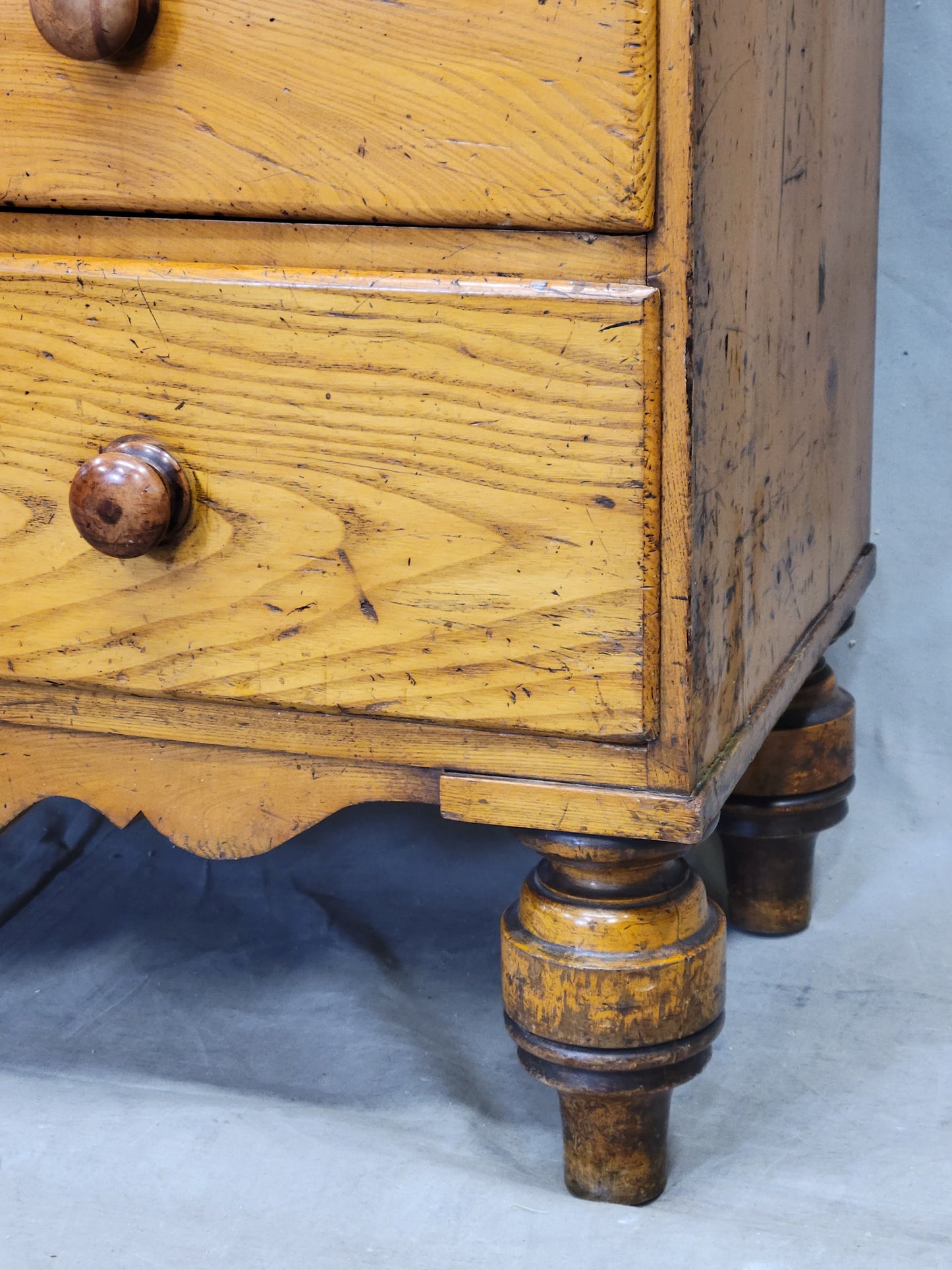 Antique English 19th Century Pine and Elm Linen Press