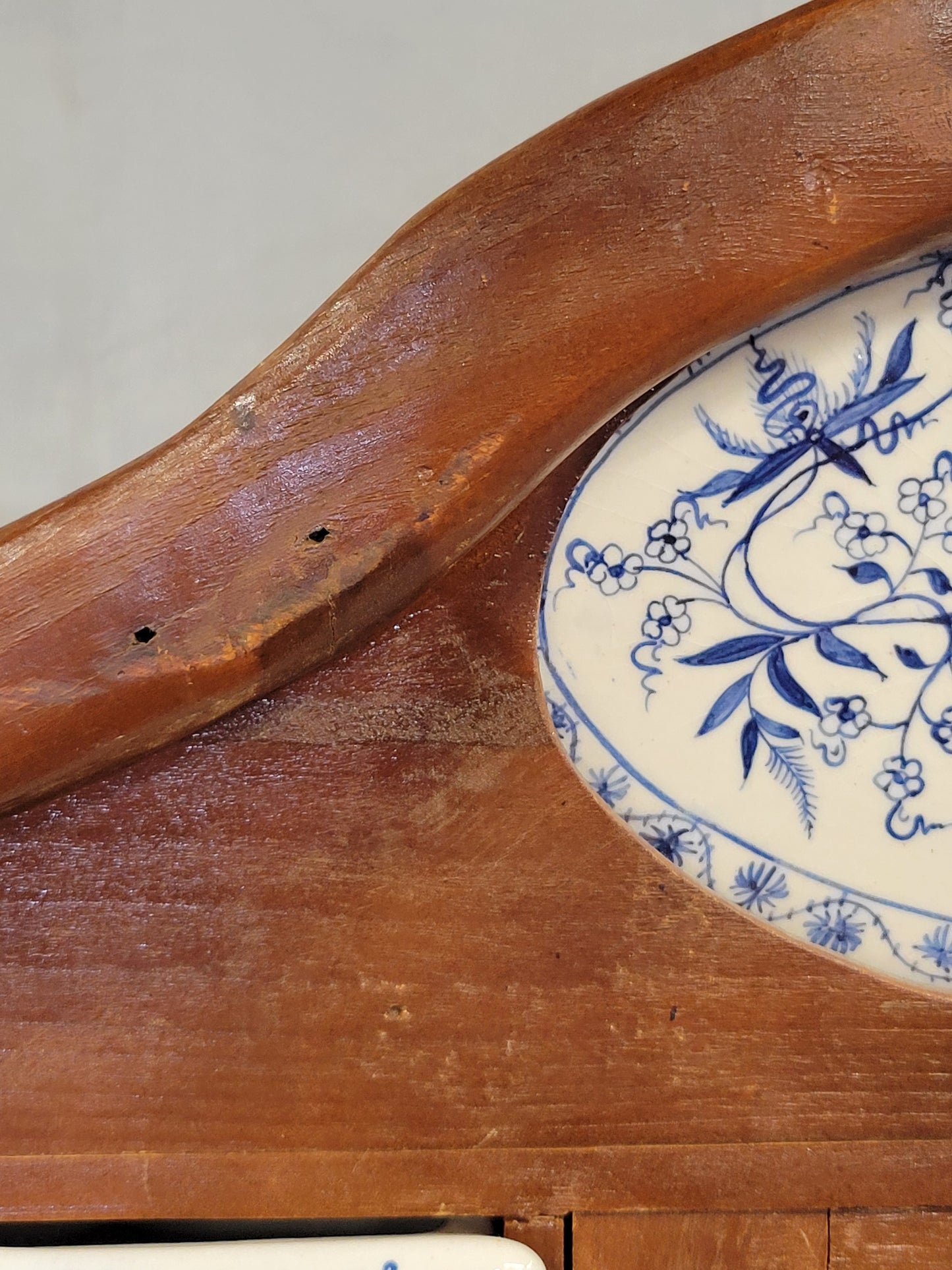 Vintage Dutch Spice Cabinet With 'Blue Onion' Ceramic Inserts