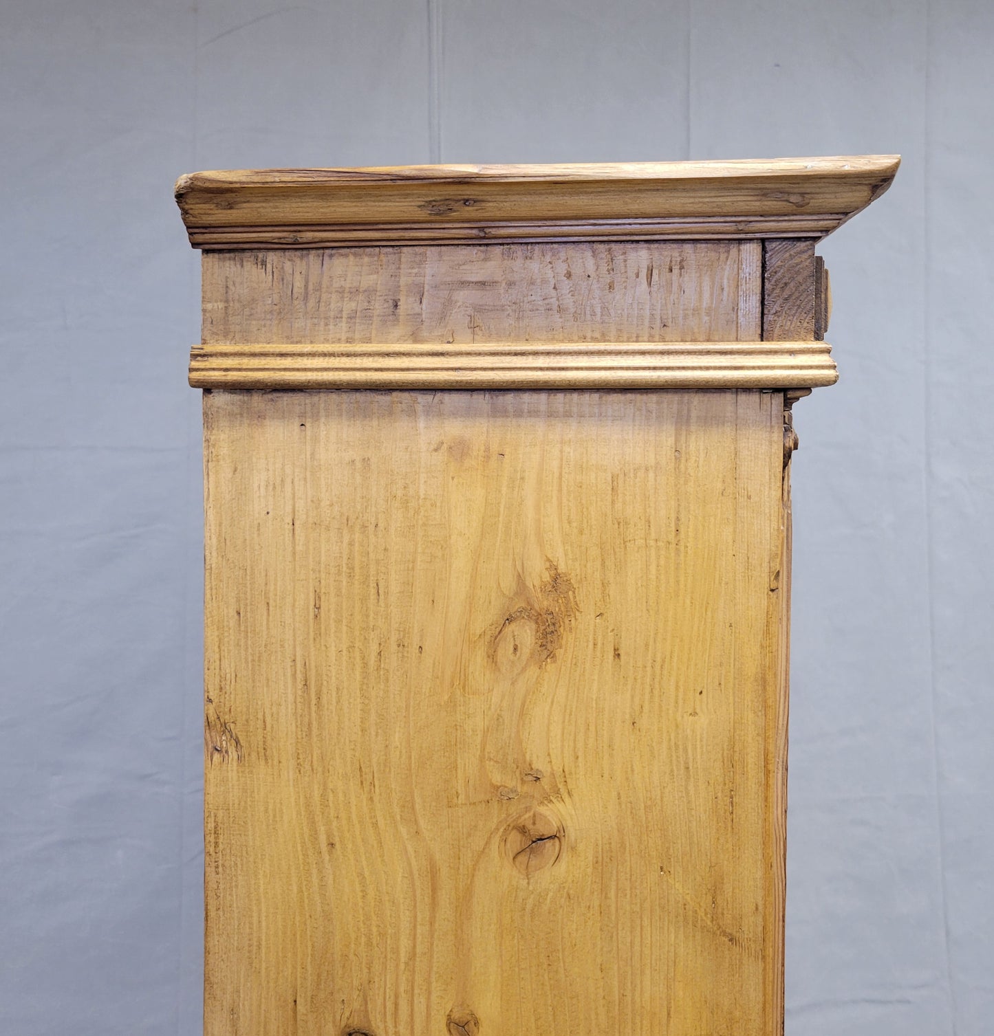 Antique Dutch Pine Single Door Bookcase Cabinet With Glass Inset