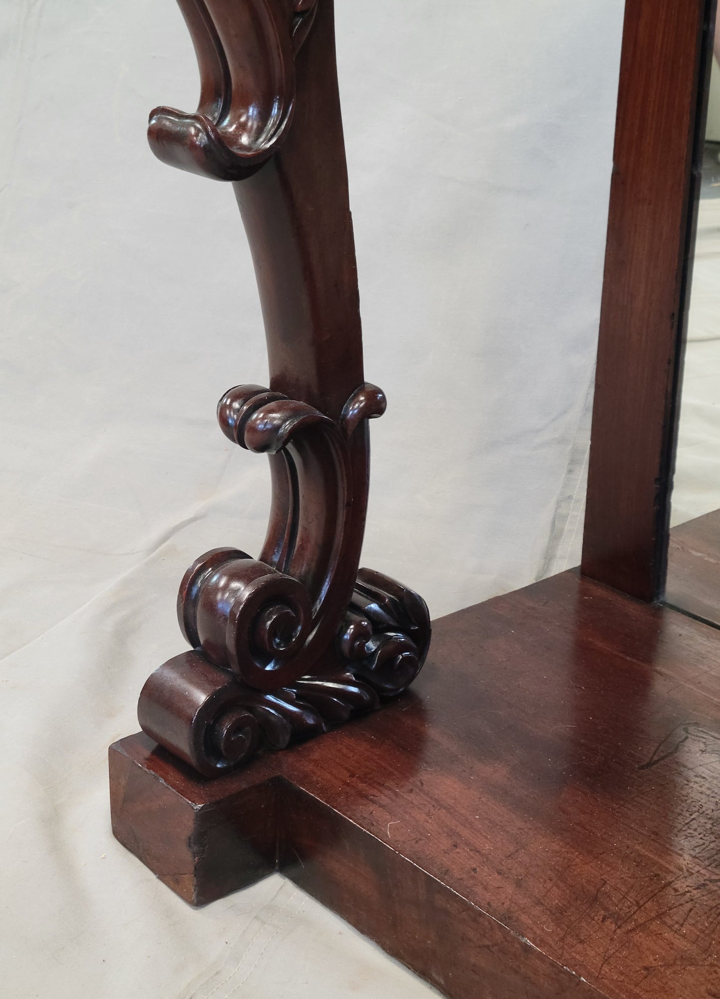 Antique 19th Century Mahogany Console Table With Carrara Marble Top