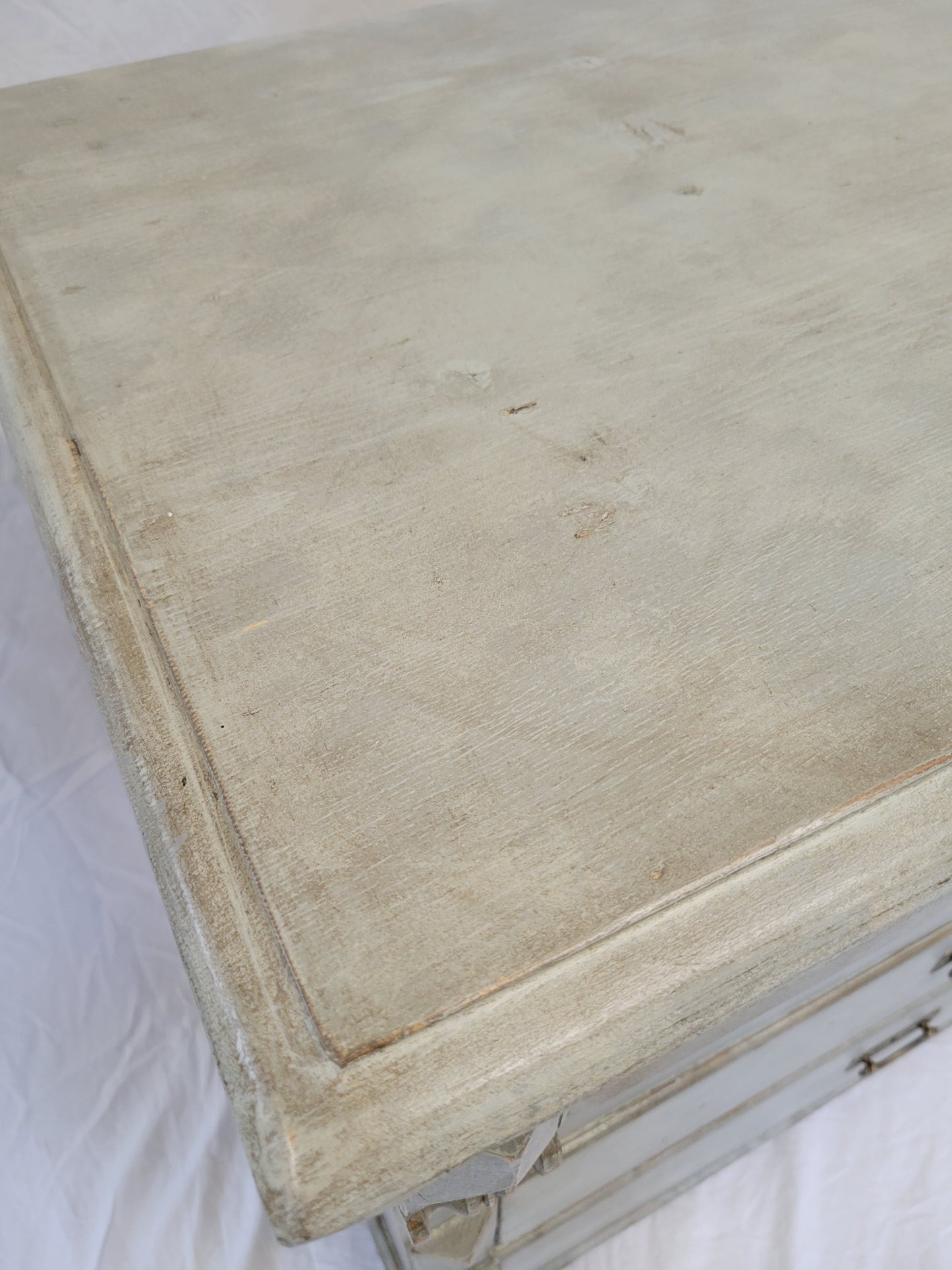 Antique European Pine Gustavian Style Gray Dresser Chest of Drawers