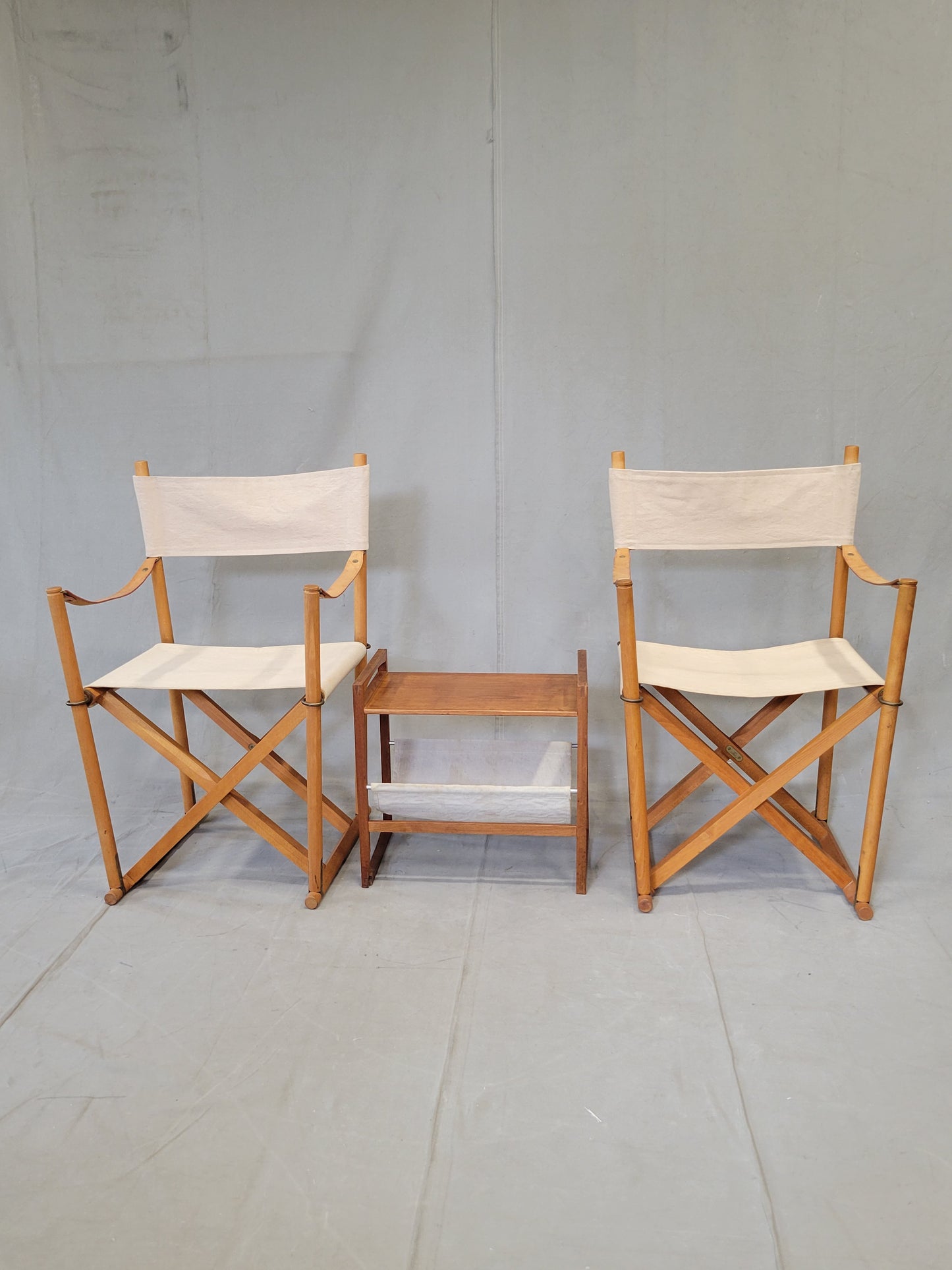 A Pair of Mid-Century 1960s Mogens Koch by Cado Mk-16 Folding Safari Directors Chairs