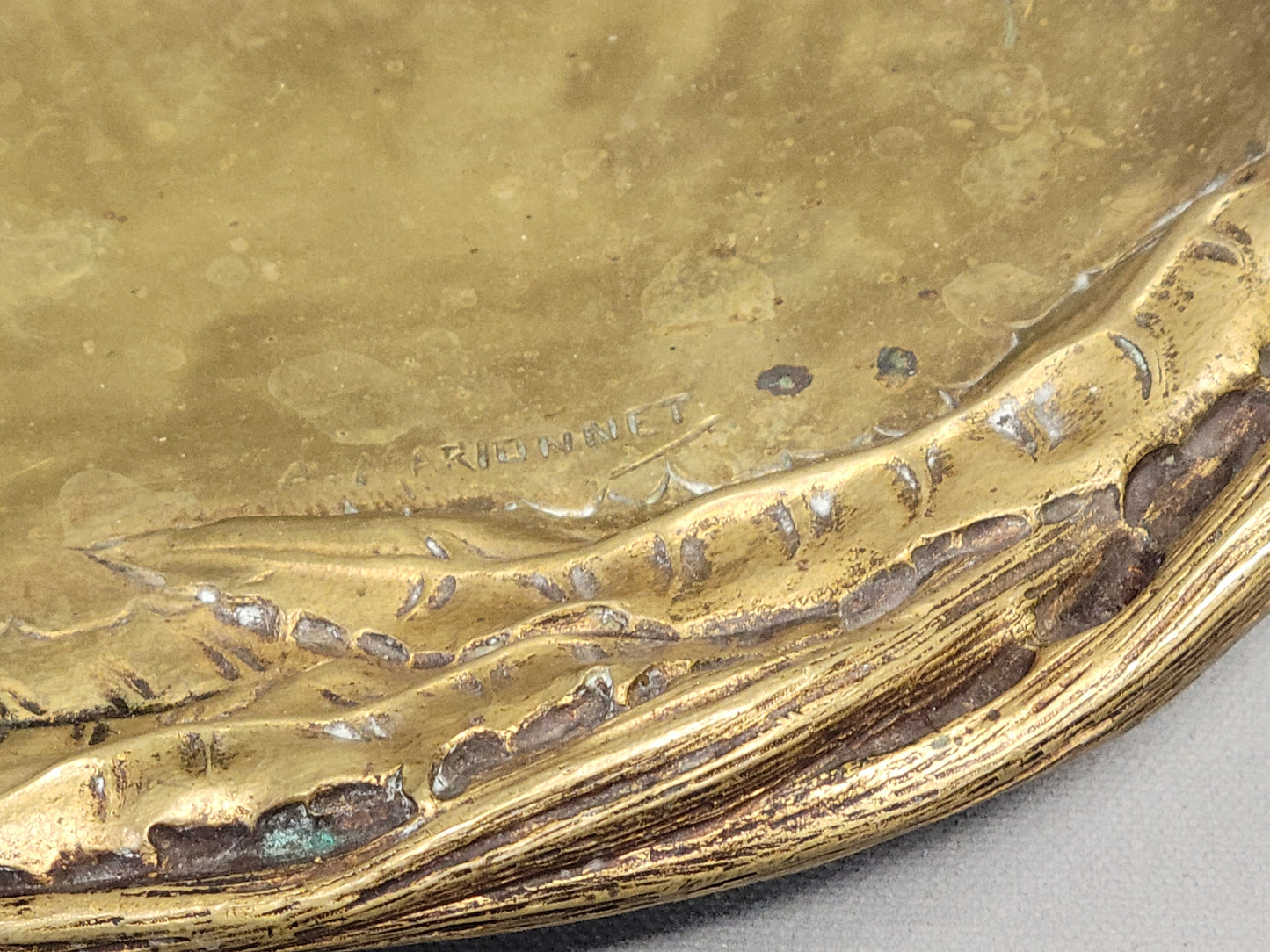 Antique Art Nouveau Signed Albert Marrionet Bronze "Vide Poche" Valet Tray (RL)