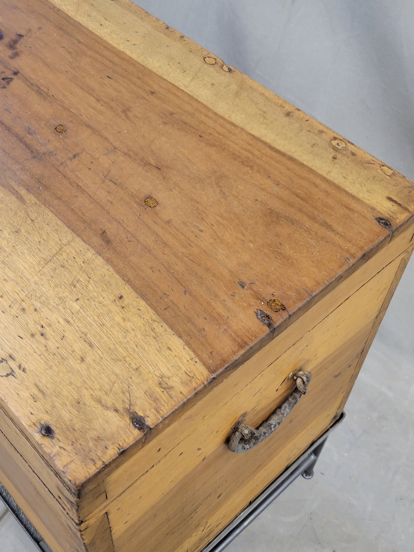 Vintage Chinese Indonesian Fitted Trunk on a Modern Steel Stand (Side Table) RL