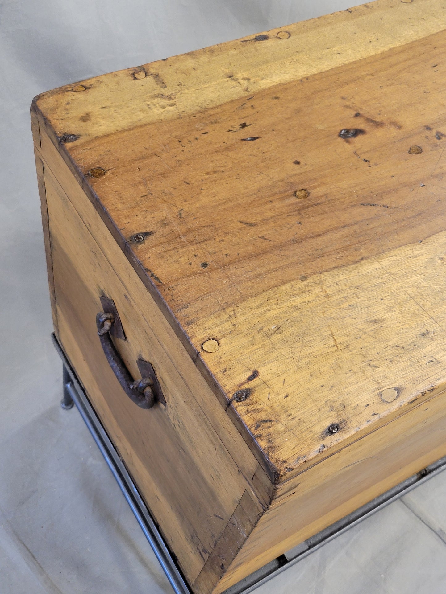Vintage Chinese Indonesian Fitted Trunk on a Modern Steel Stand (Side Table) RL