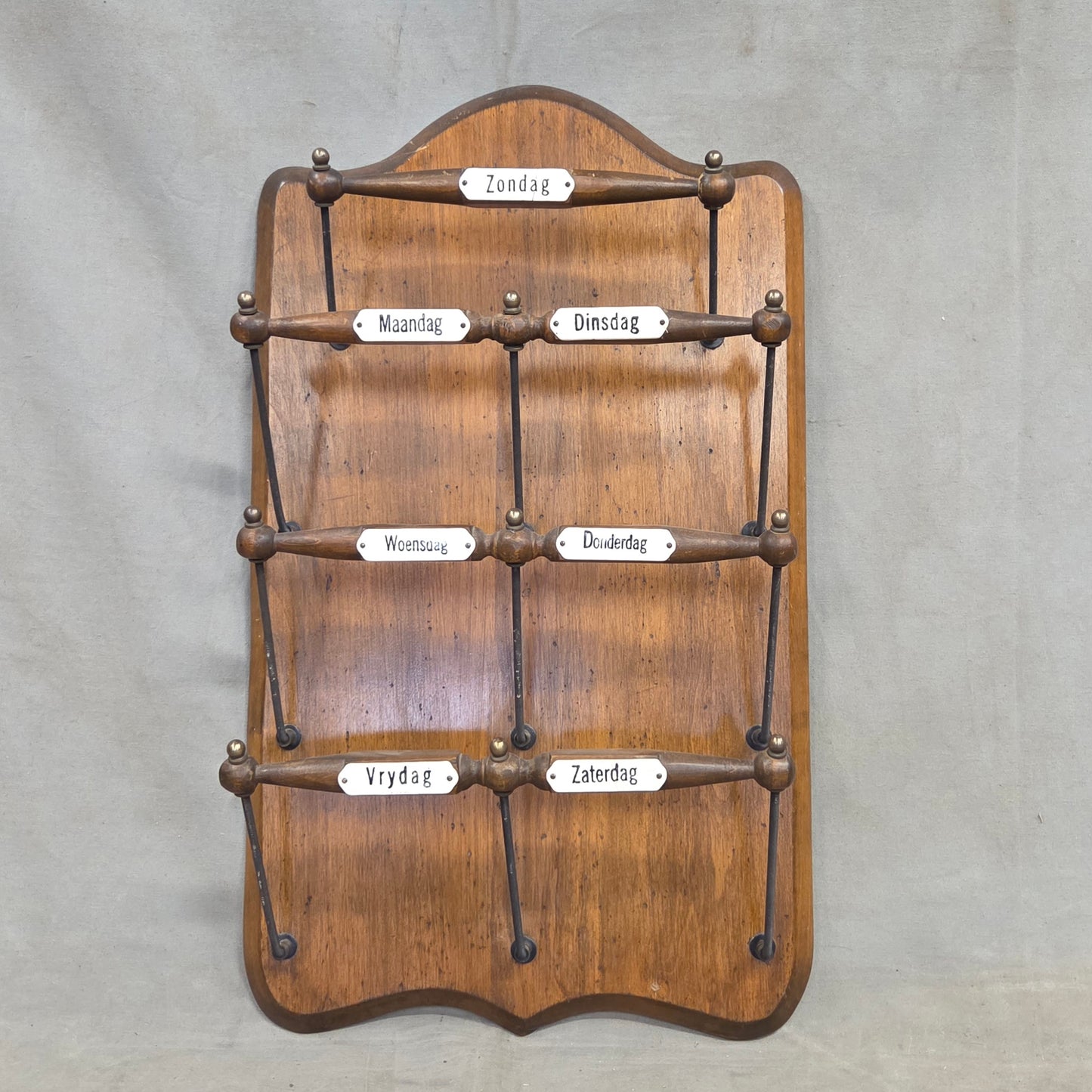 Antique Dutch Wall Mounted Organizational Rack for Newspapers/Magazines