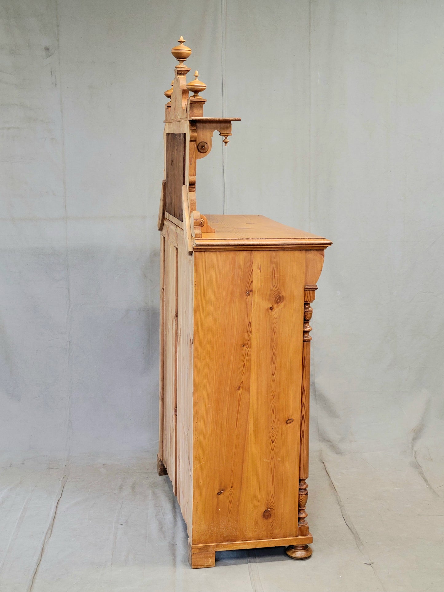 Antique Circa 1880 Swedish Pine Sideboard Buffet With Original Mirror
