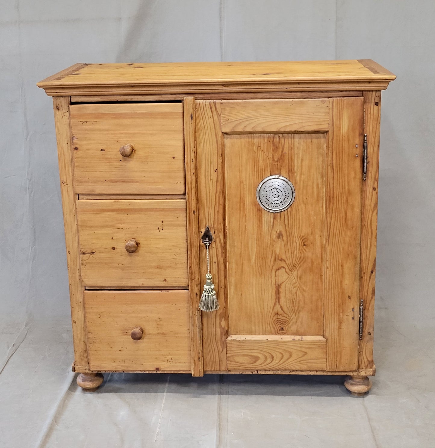 Antique German Pine Locking Pie or Larder Cabinet