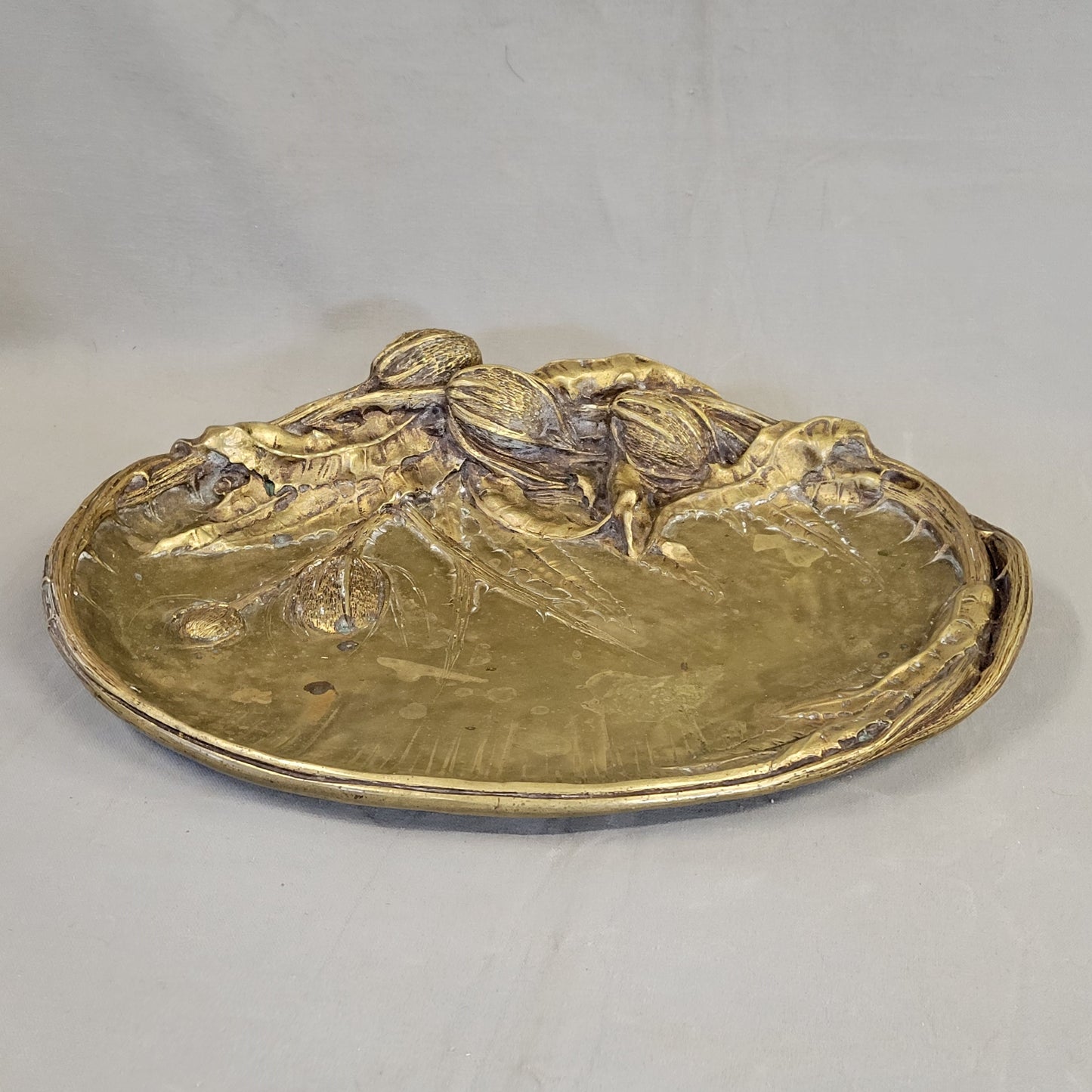 Antique Art Nouveau Signed Albert Marrionet Bronze "Vide Poche" Valet Tray (RL)