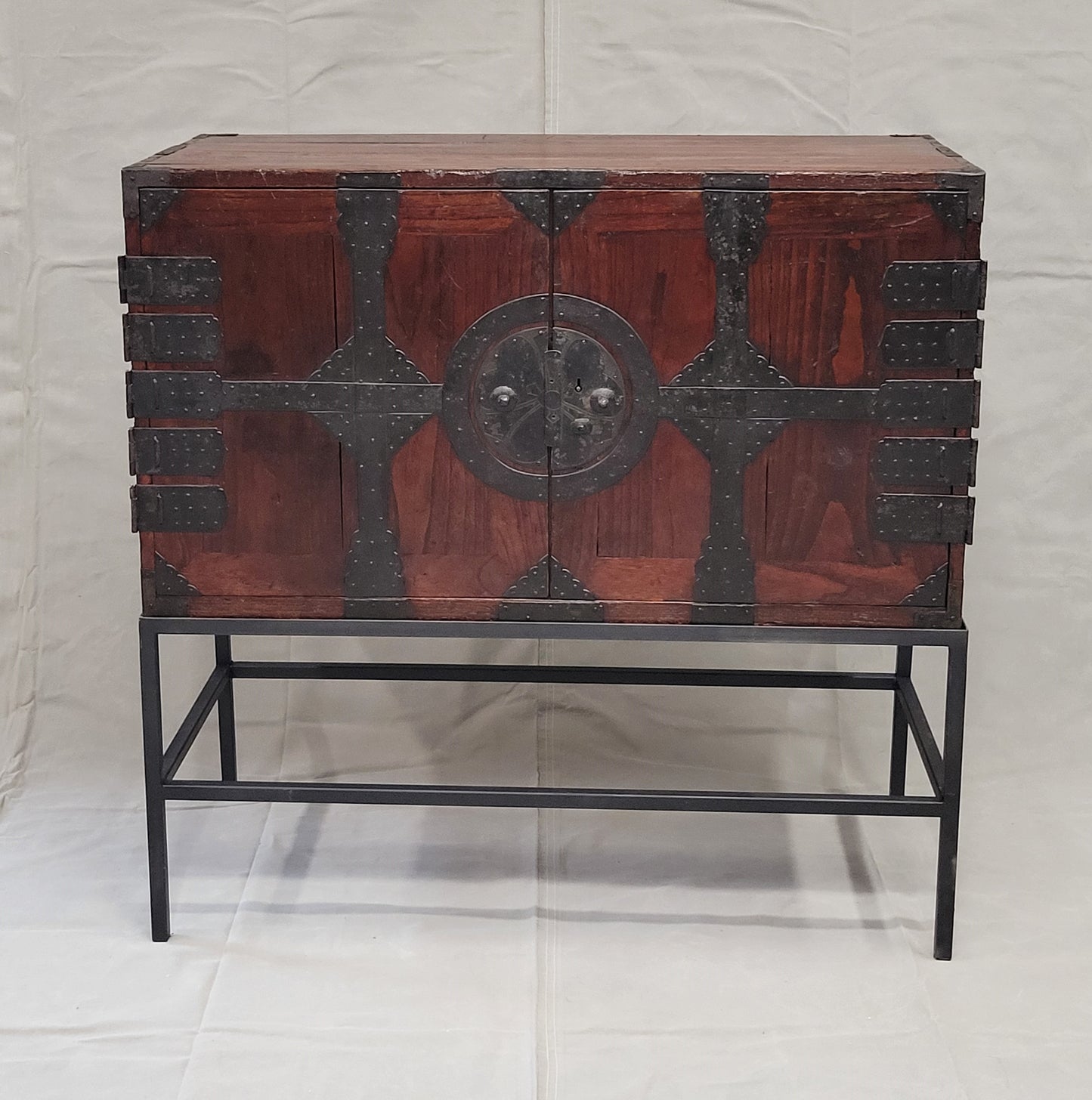 Antique Japanese Tansu Chest With Drawers on Contemporary Metal Stand