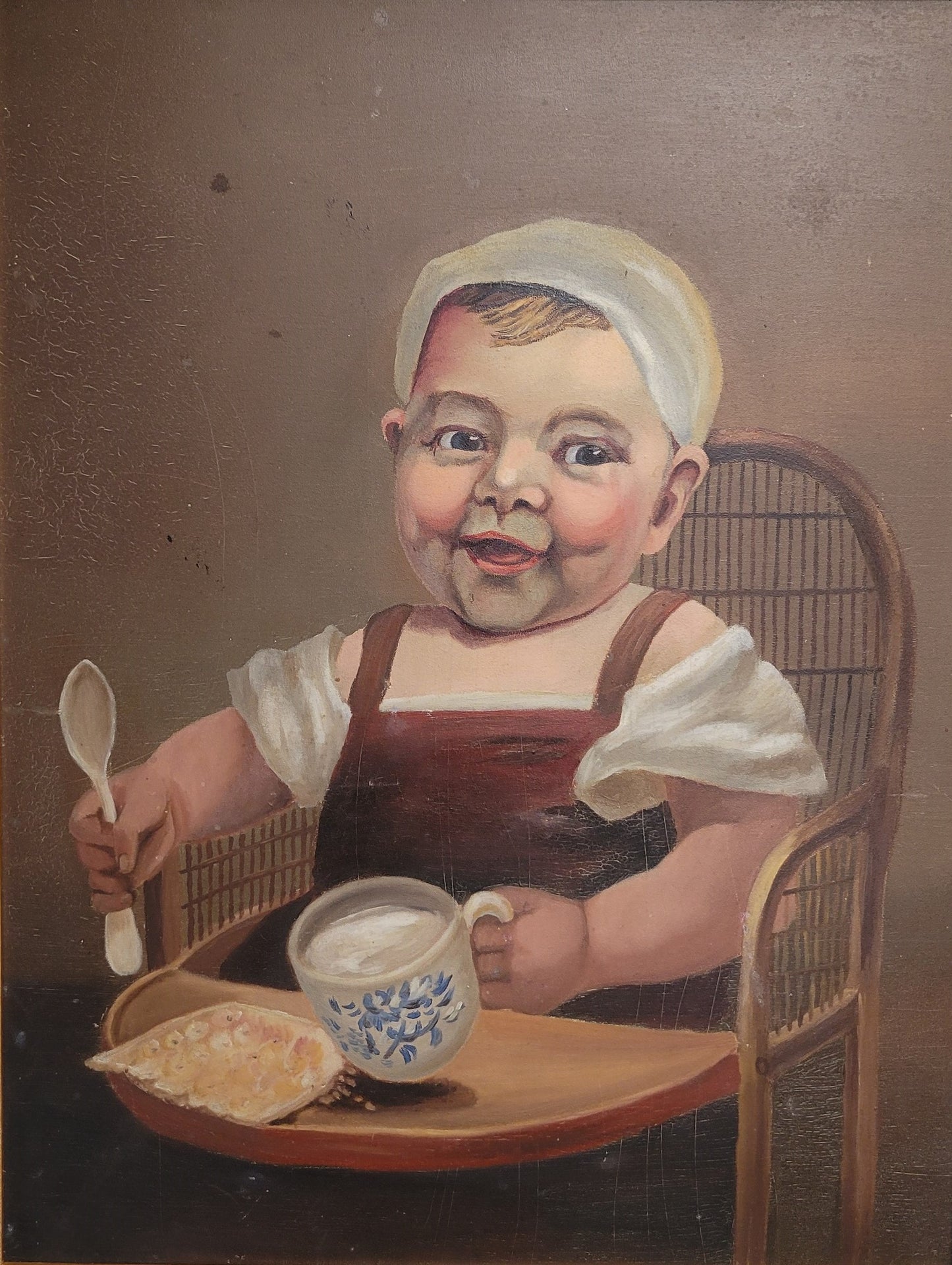 Vintage Painting of a Young Child - Oil on Board