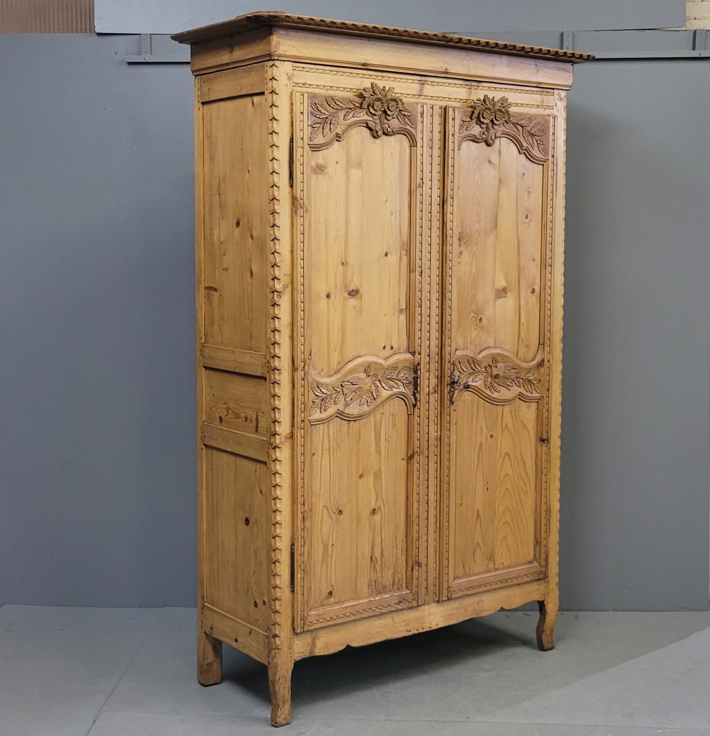Antique Circa 1870 French Provincial Pine Wedding Armoire