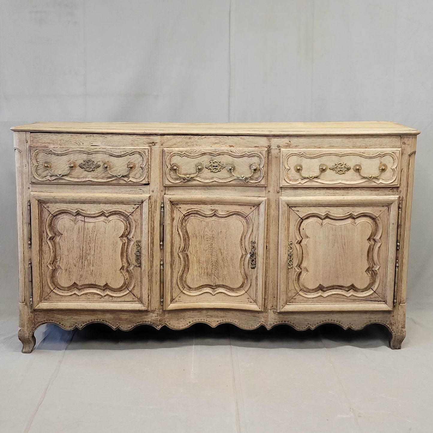 Antique 18th C. French Bleached Oak Serpentine Front Sideboard