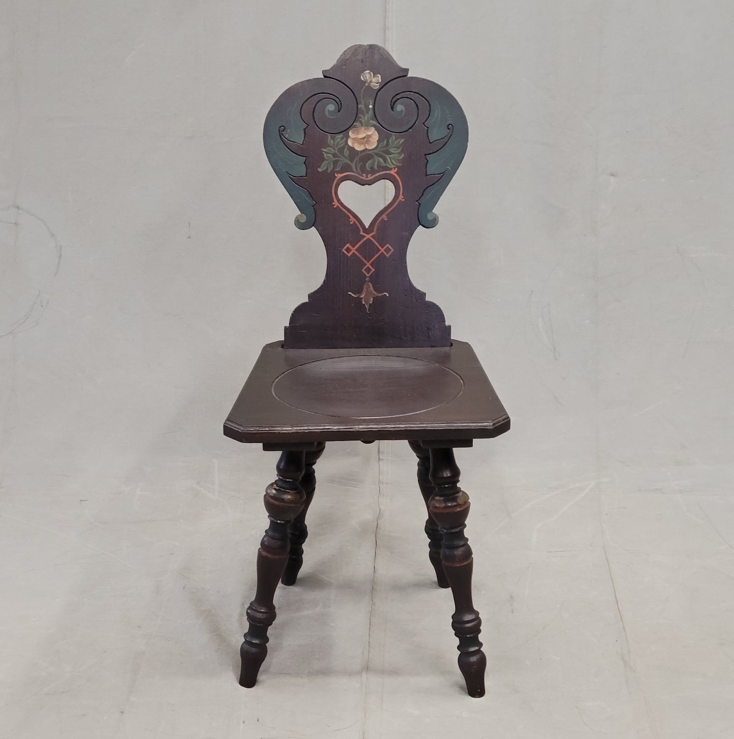 Vintage Swiss/German Carved and Painted Board Chair