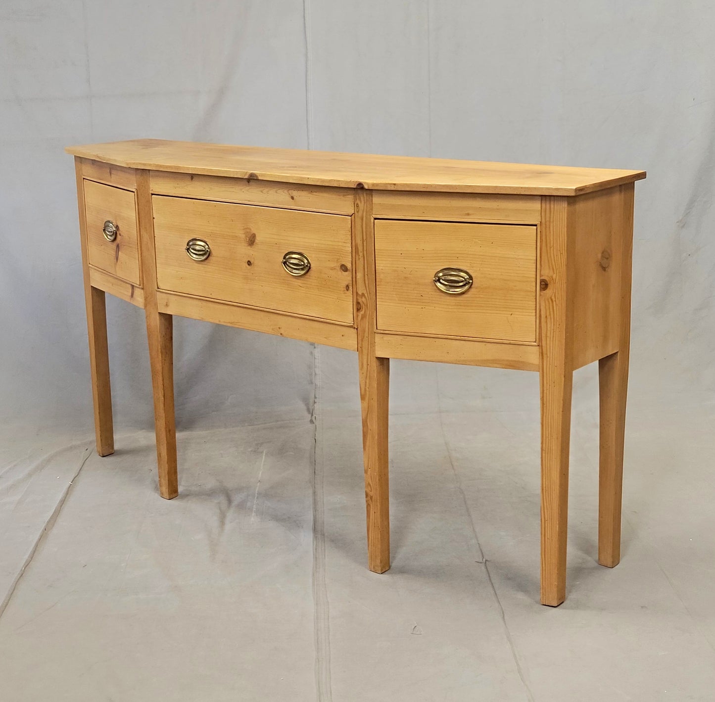 Vintage Shaker Style Pine Console Sideboard Buffet With Brass Pulls