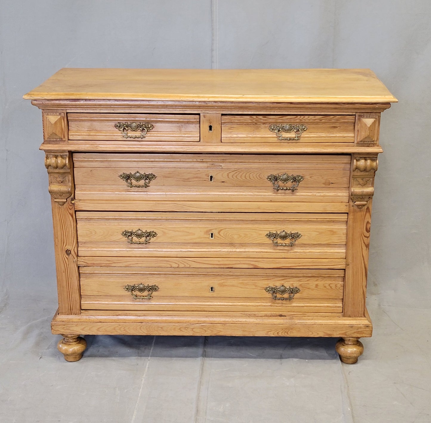 Antique Eastern European or German Pine Chest of Drawers Dresser