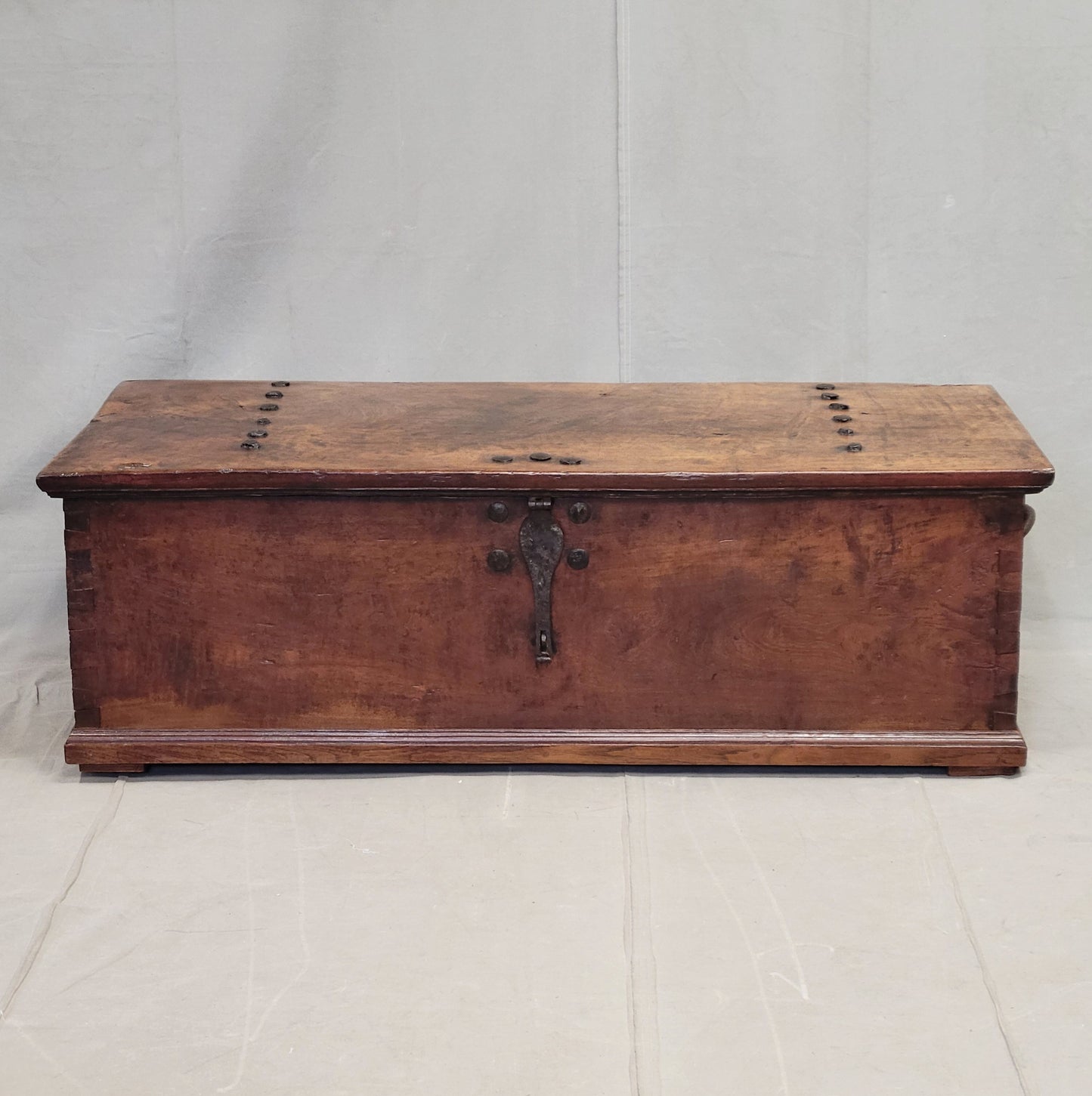 Antique Teak Storage Box With Iron Hardware Coffee Table (RL)